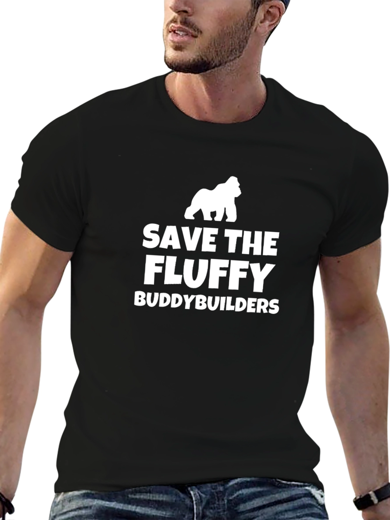 Save the Fluffy Buddybuilders Black T-Shirt
