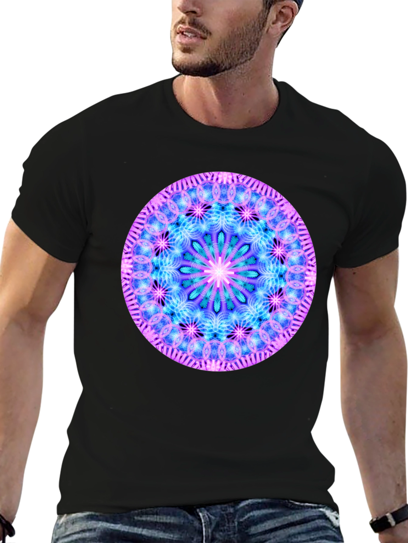 Mandala Graphic Tee - Black Cotton Blend