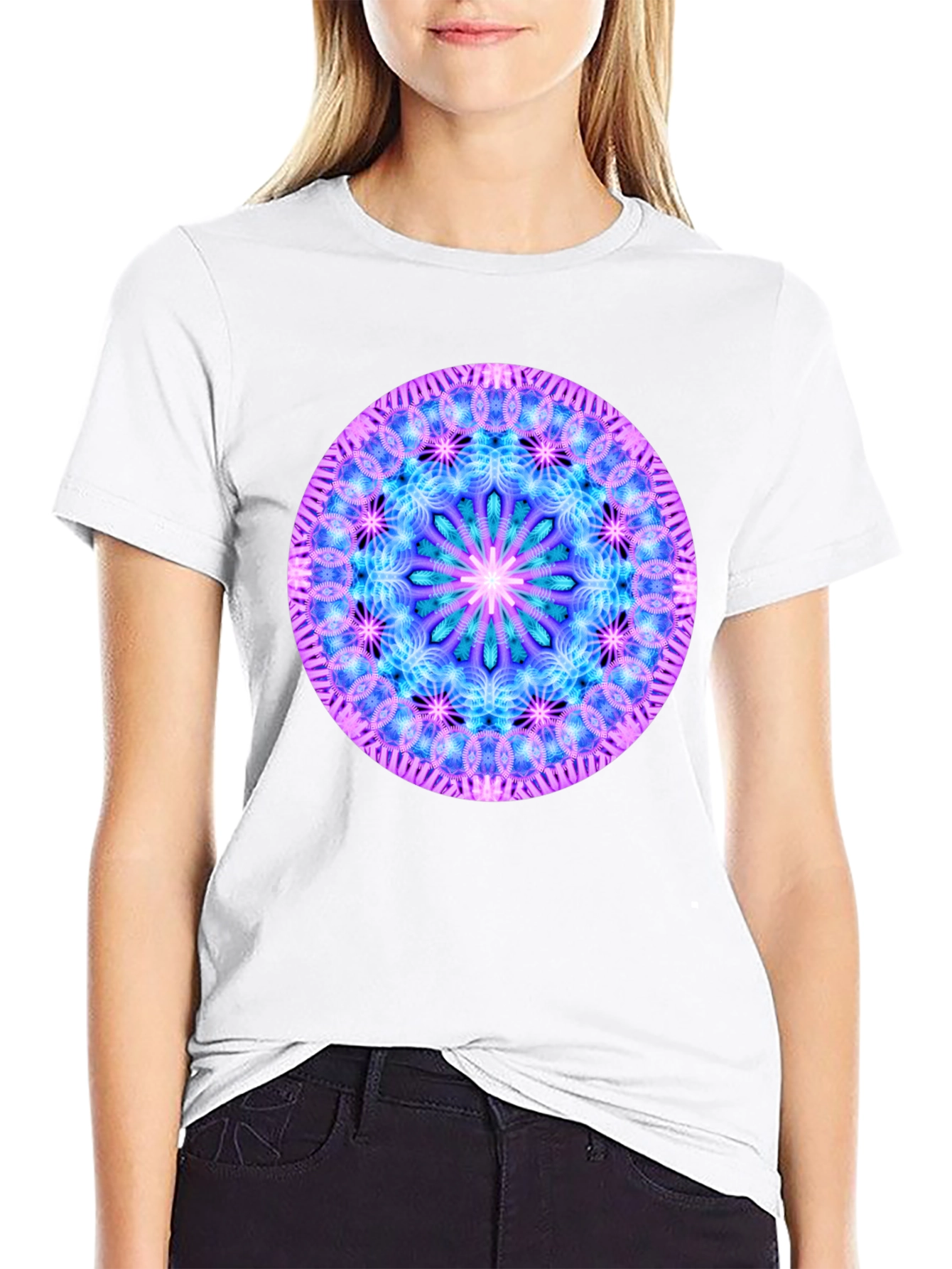 Mandala Graphic Tee - Black Cotton Blend