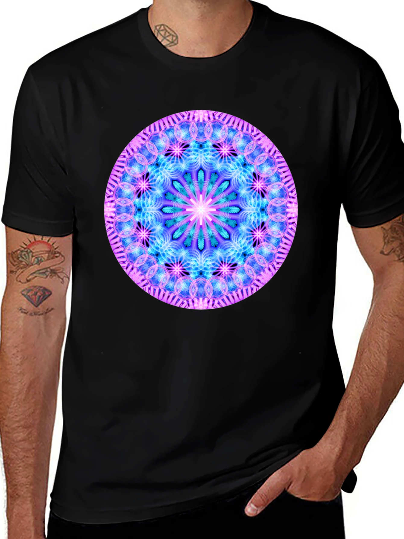 Mandala Graphic Tee - Black Cotton Blend