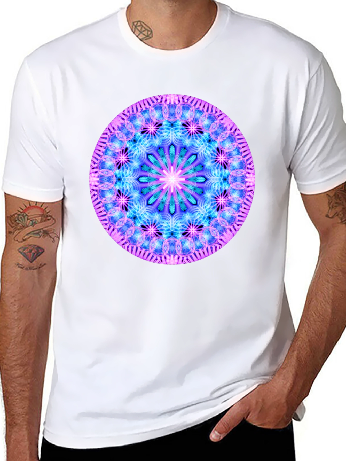 Mandala Graphic Tee - Black Cotton Blend