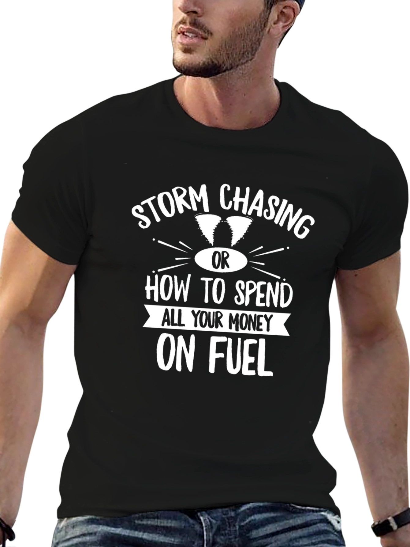 Storm Chasing Fuel Funny Black T-Shirt