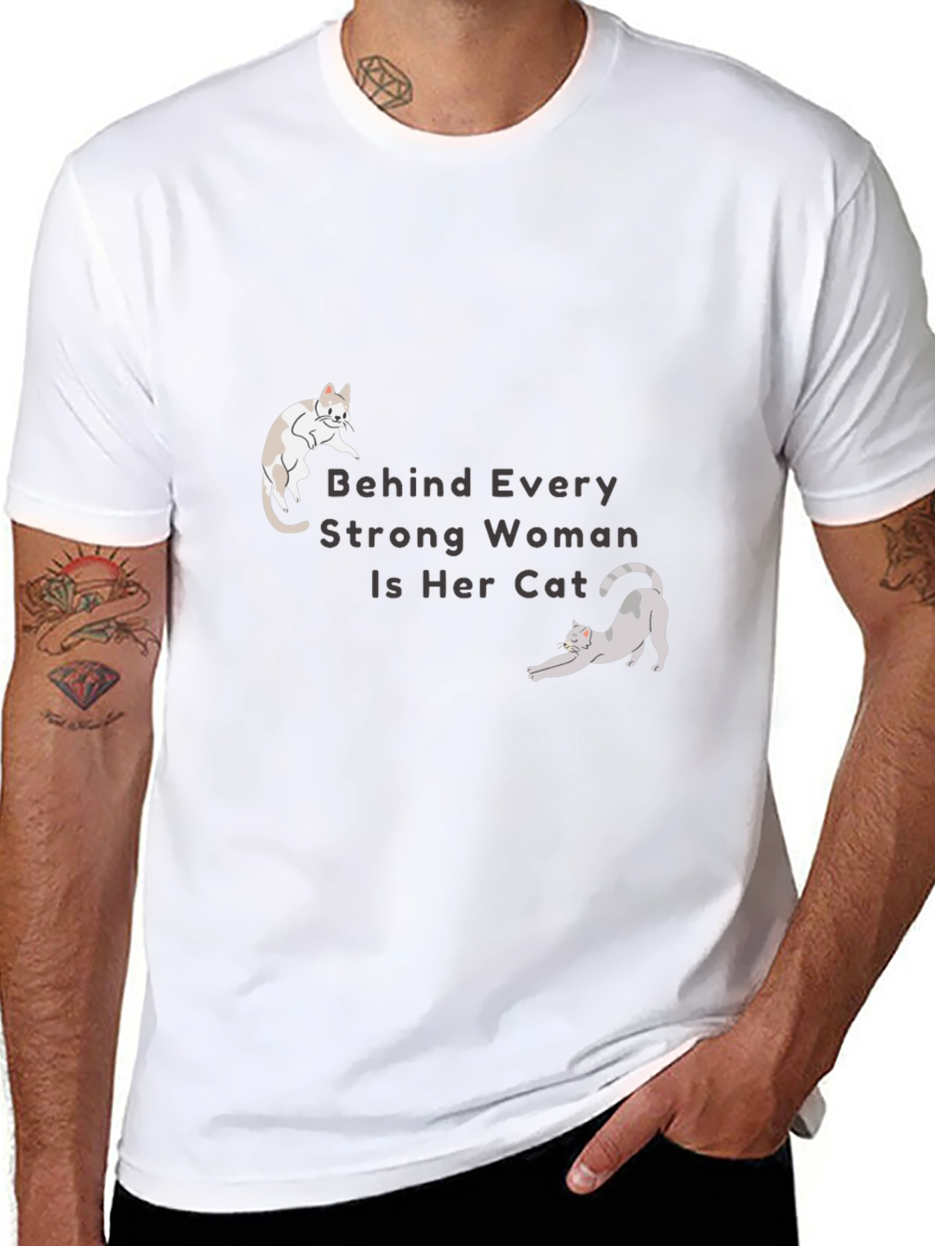 Cat Lover T-Shirt - Behind Every Strong Woman