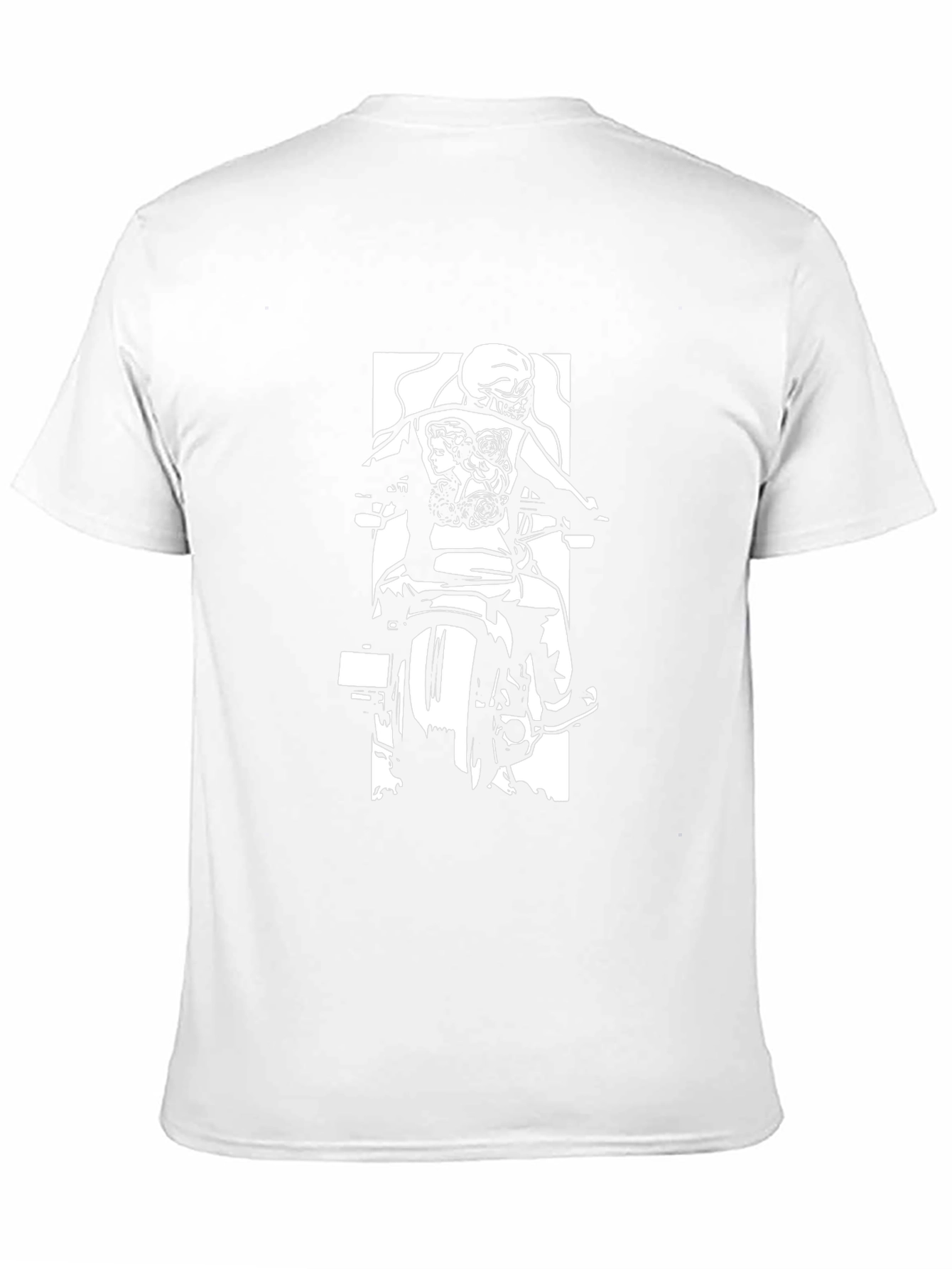 Biker Graphic T-Shirt - Skull and Roses Design