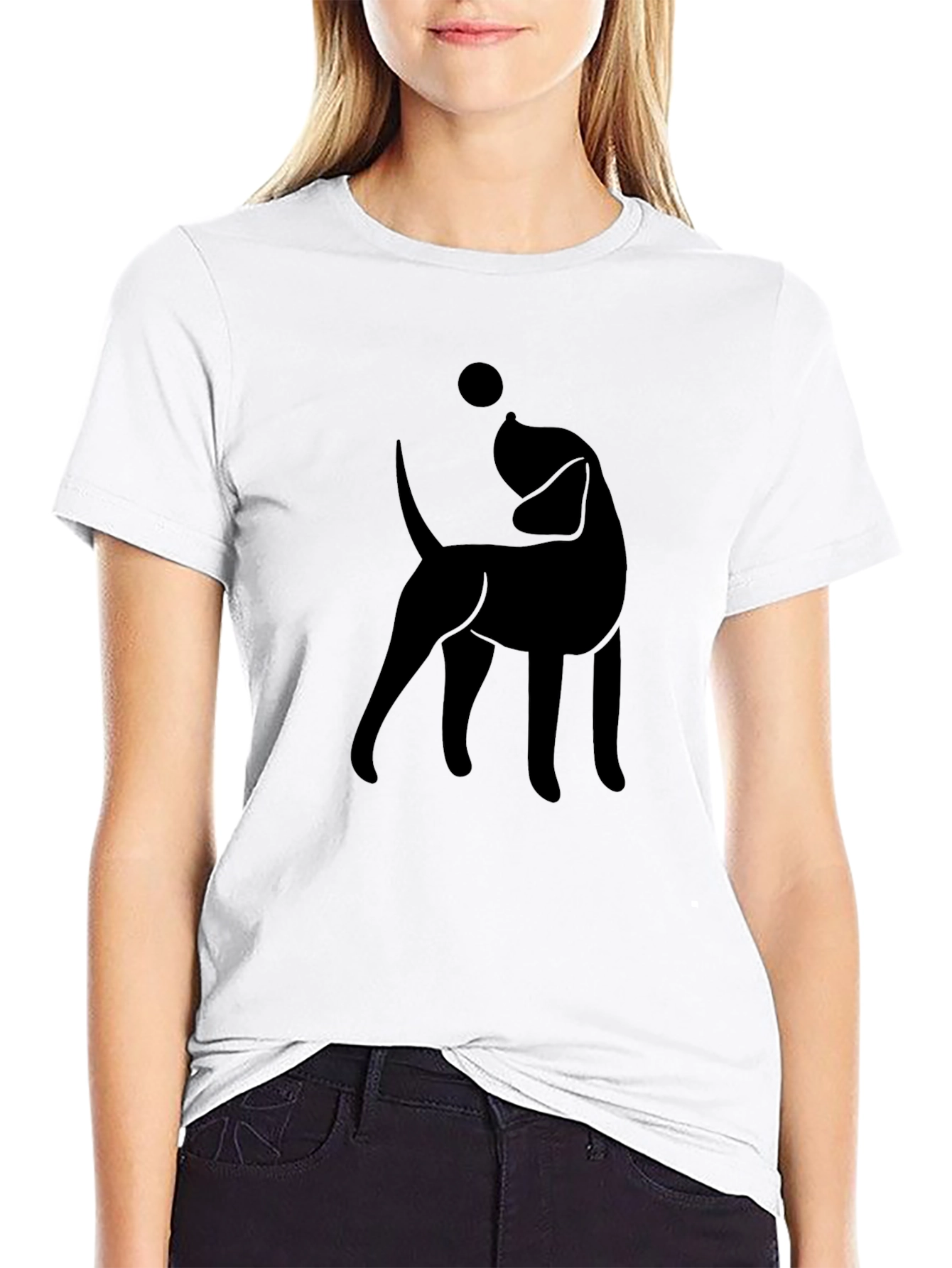Dog Silhouette Graphic Print T-Shirt
