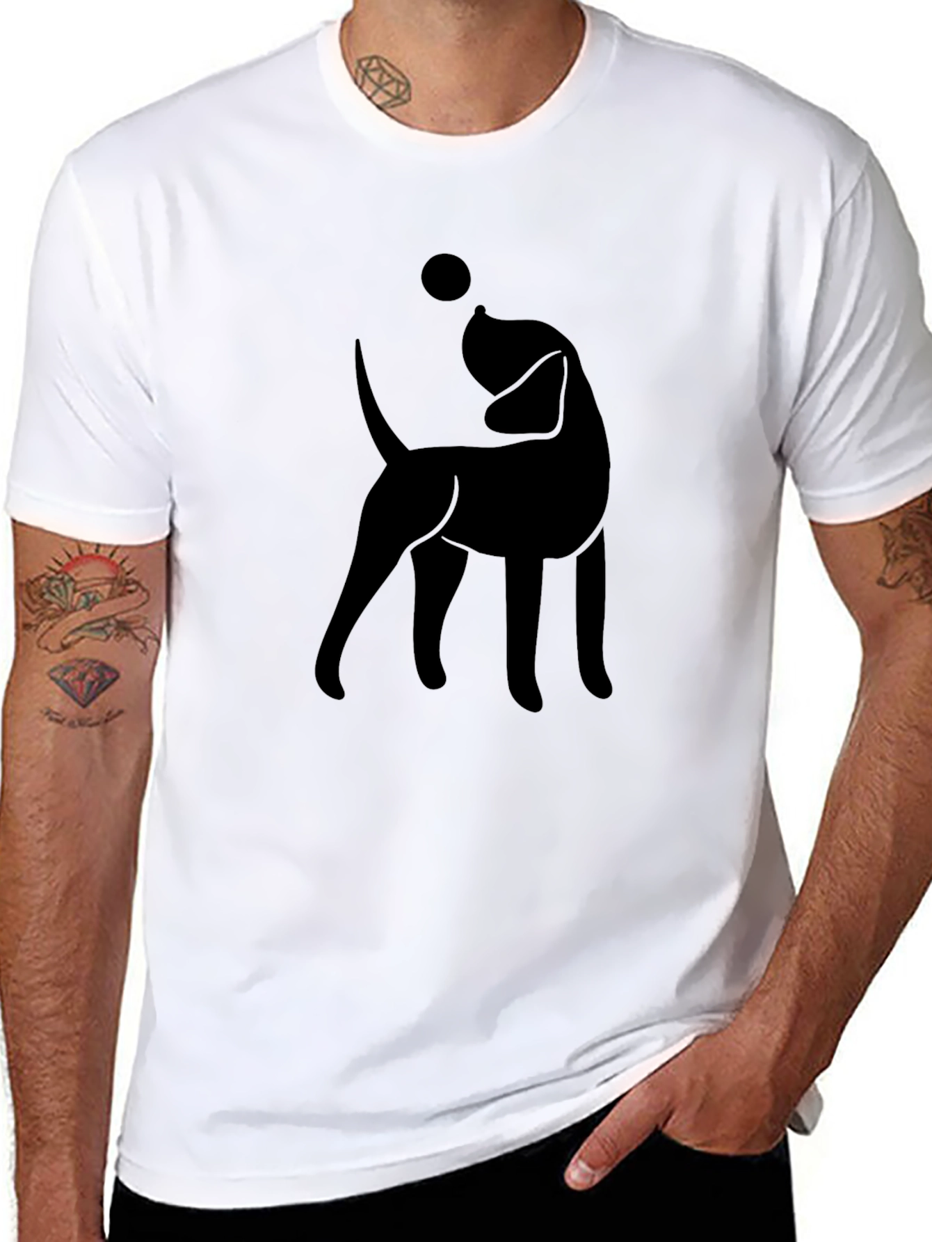 Dog Silhouette Graphic Print T-Shirt