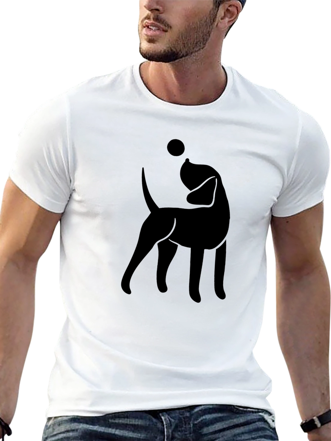 Dog Silhouette Graphic Print T-Shirt