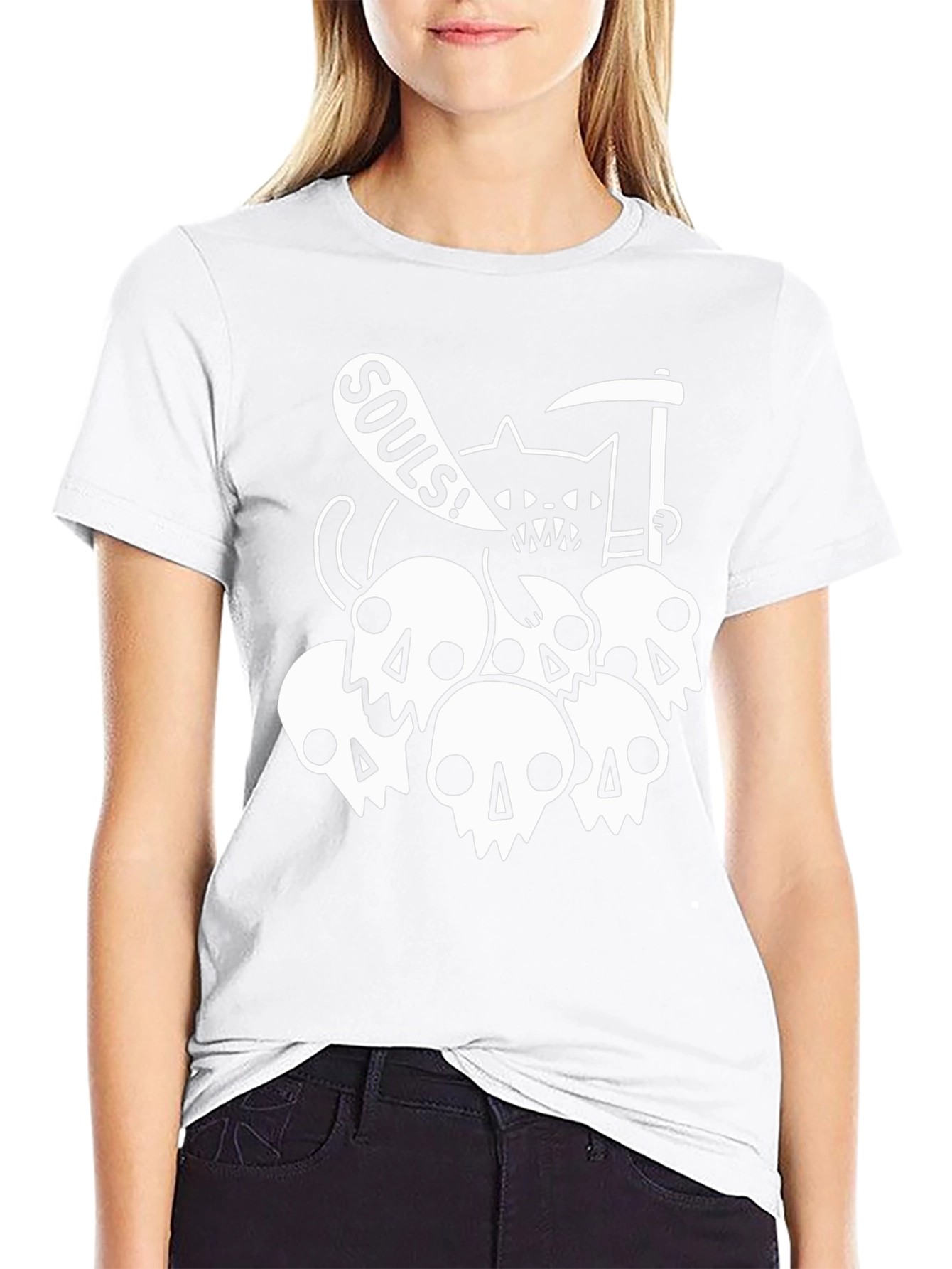 Souls Cat Skull Graphic T-Shirt