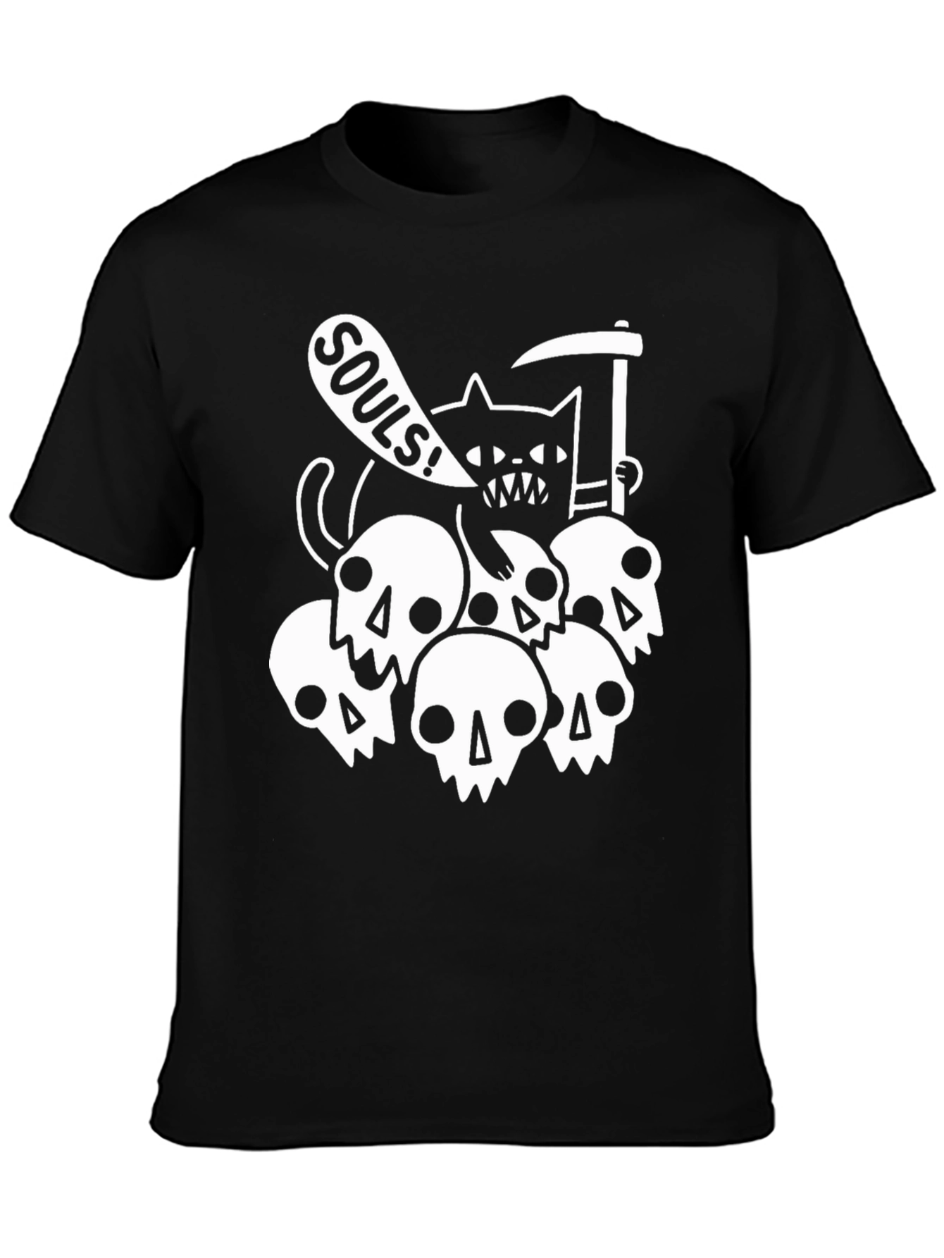 Souls Cat Skull Graphic T-Shirt