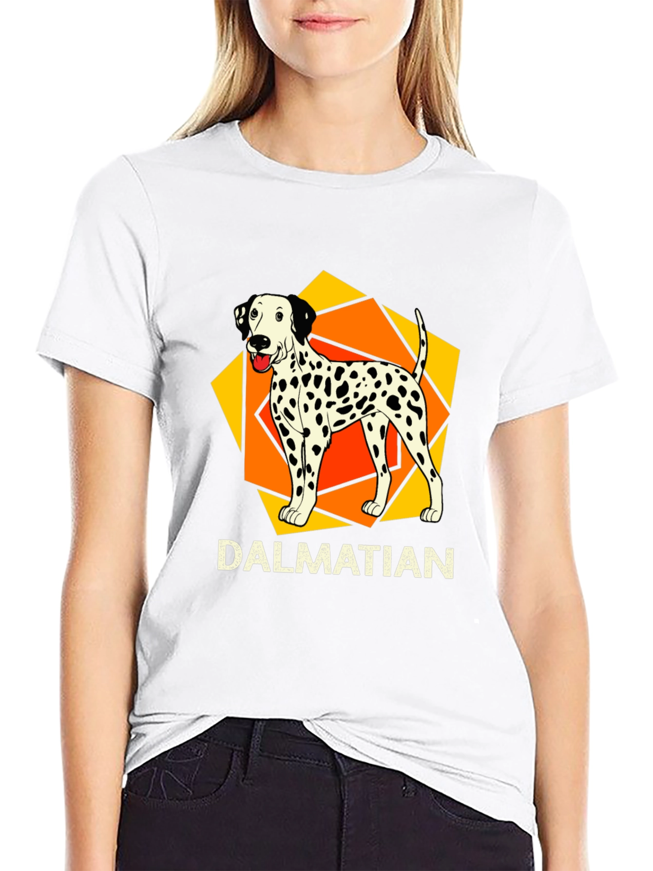 Dalmatian Dog Graphic Print Black T-Shirt