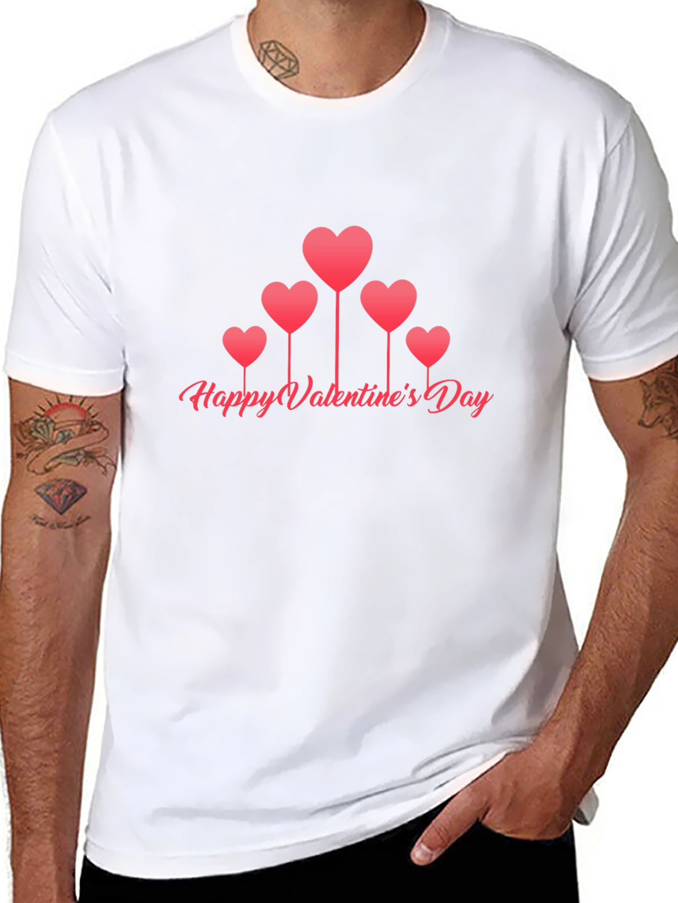Valentines Day Heart Balloons Black T-Shirt