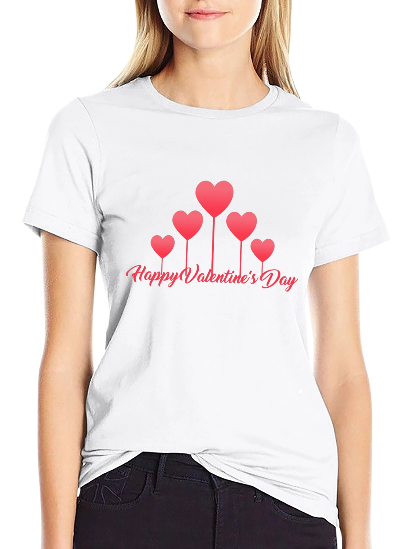 Valentines Day Heart Balloons Black T-Shirt
