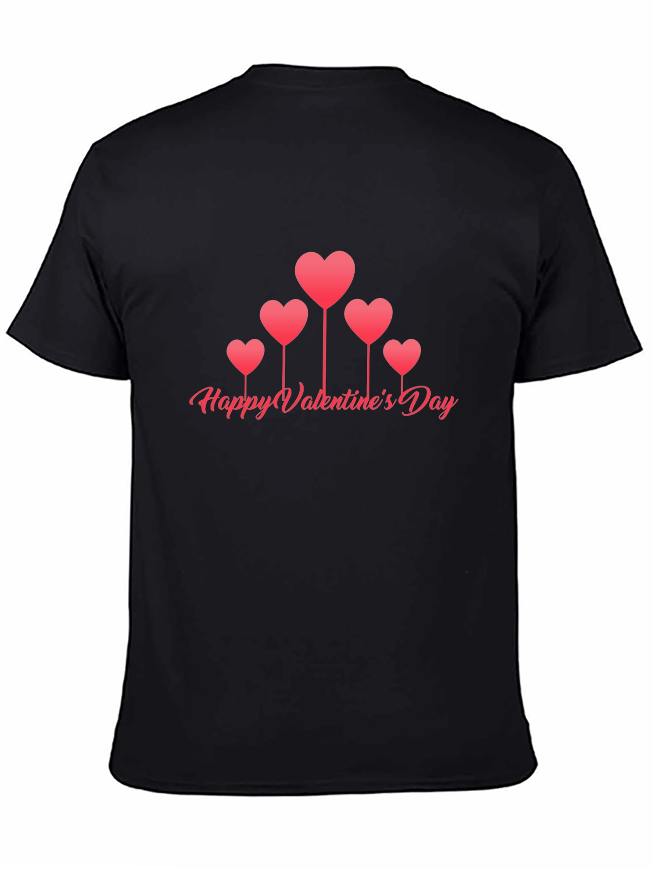 Valentines Day Heart Balloons Black T-Shirt