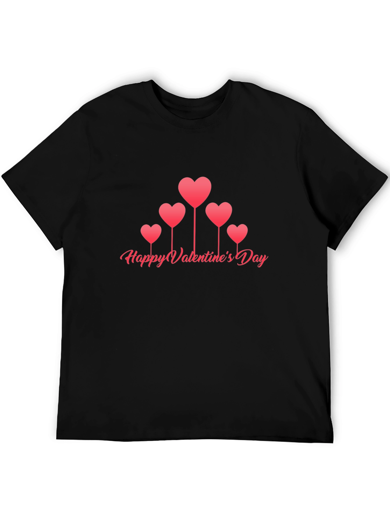 Valentines Day Heart Balloons Black T-Shirt