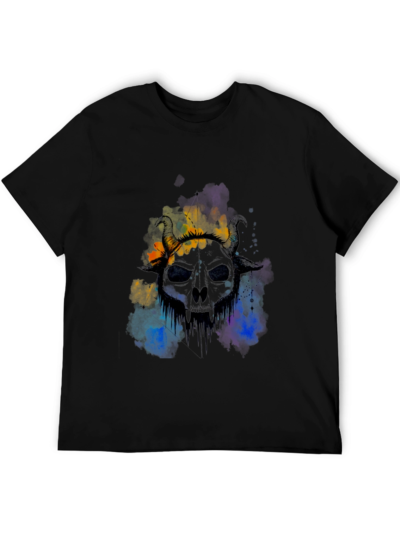 Horned Skull Graphic Tee - Edgy Style