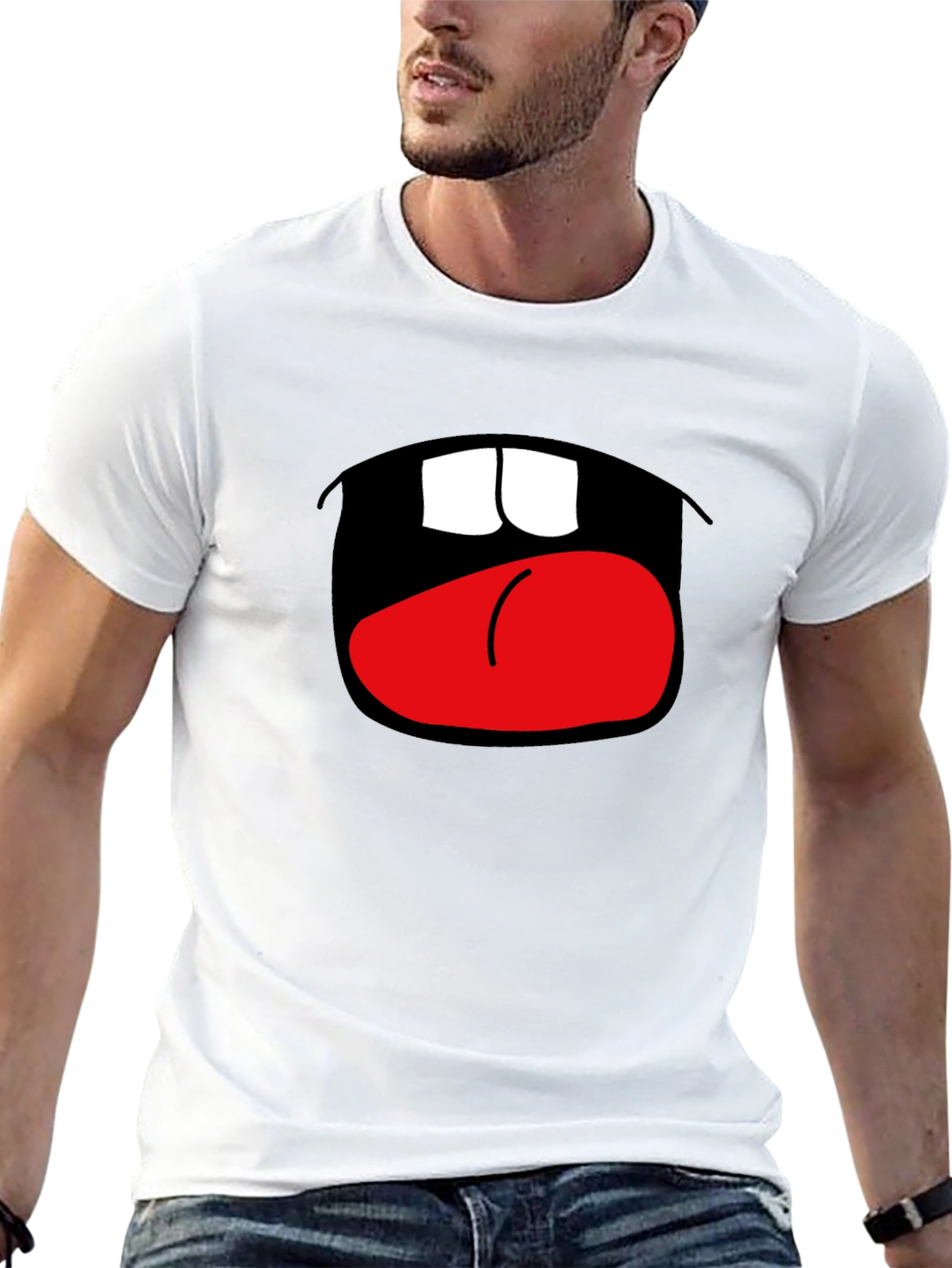 Funny Open Mouth Graphic Black T-Shirt