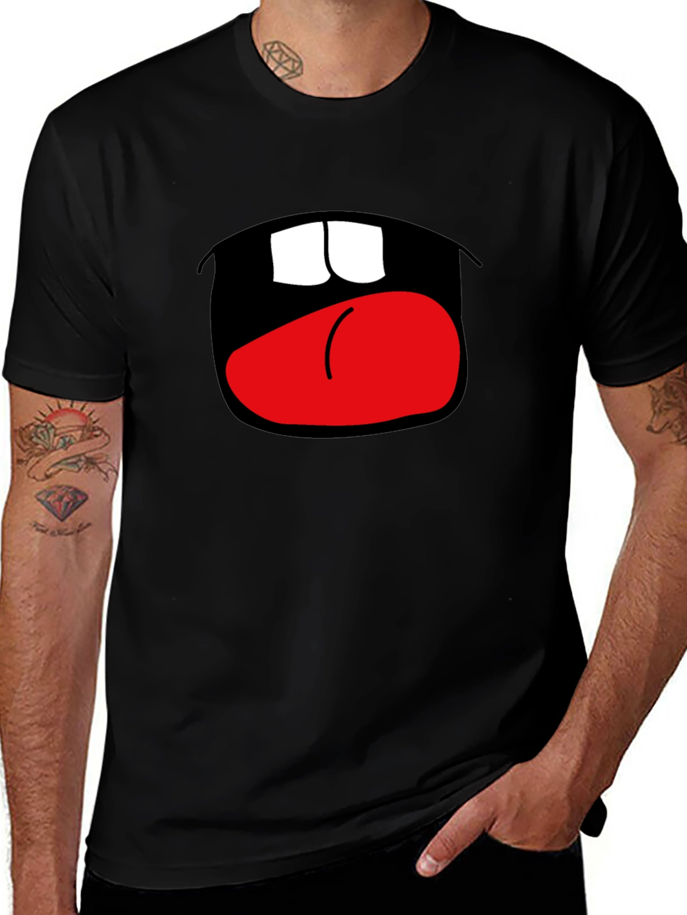 Funny Open Mouth Graphic Black T-Shirt