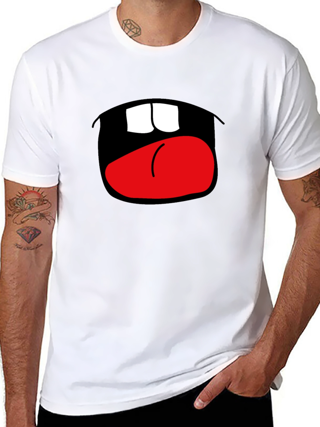 Funny Open Mouth Graphic Black T-Shirt