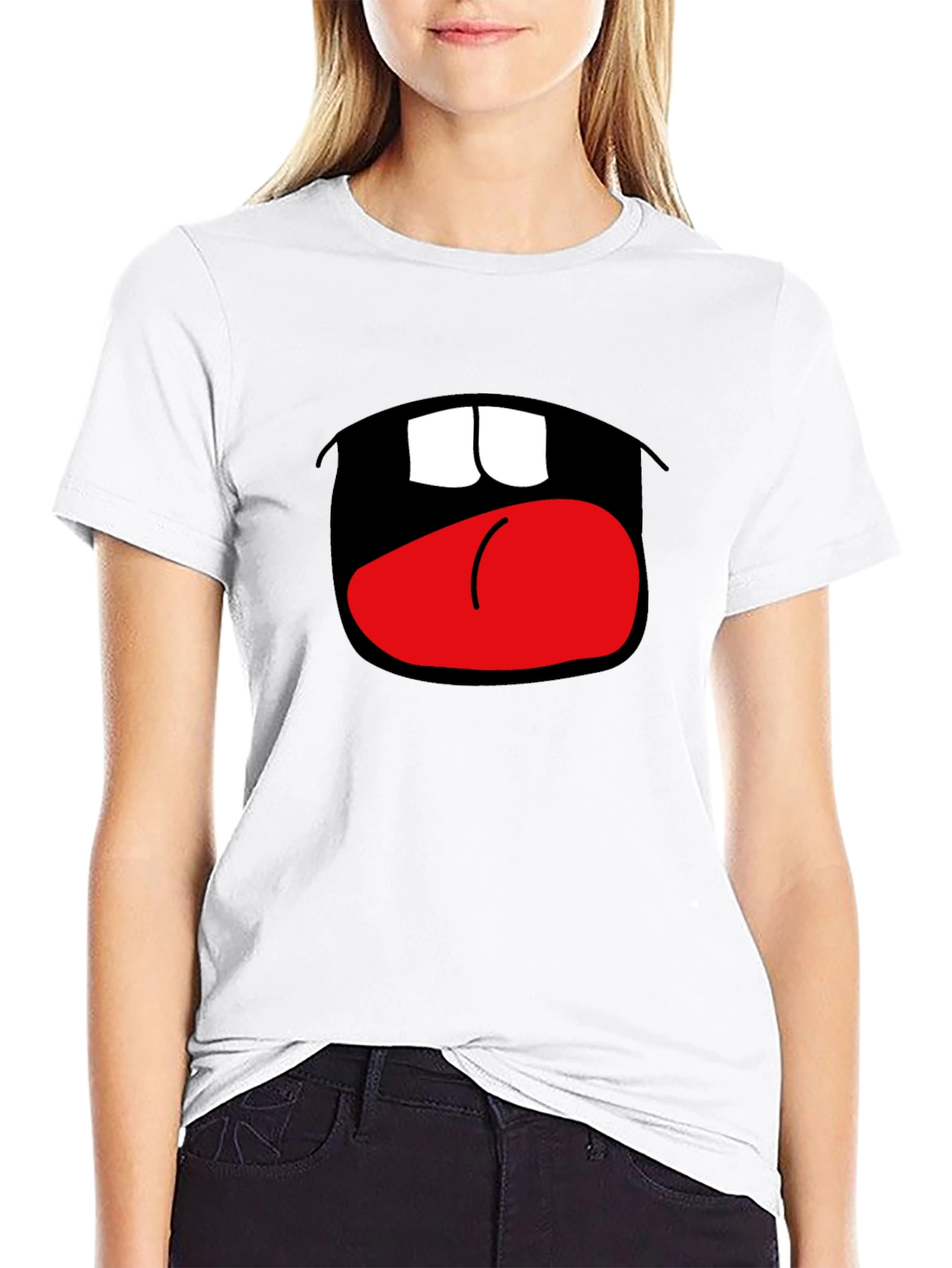 Funny Open Mouth Graphic Black T-Shirt