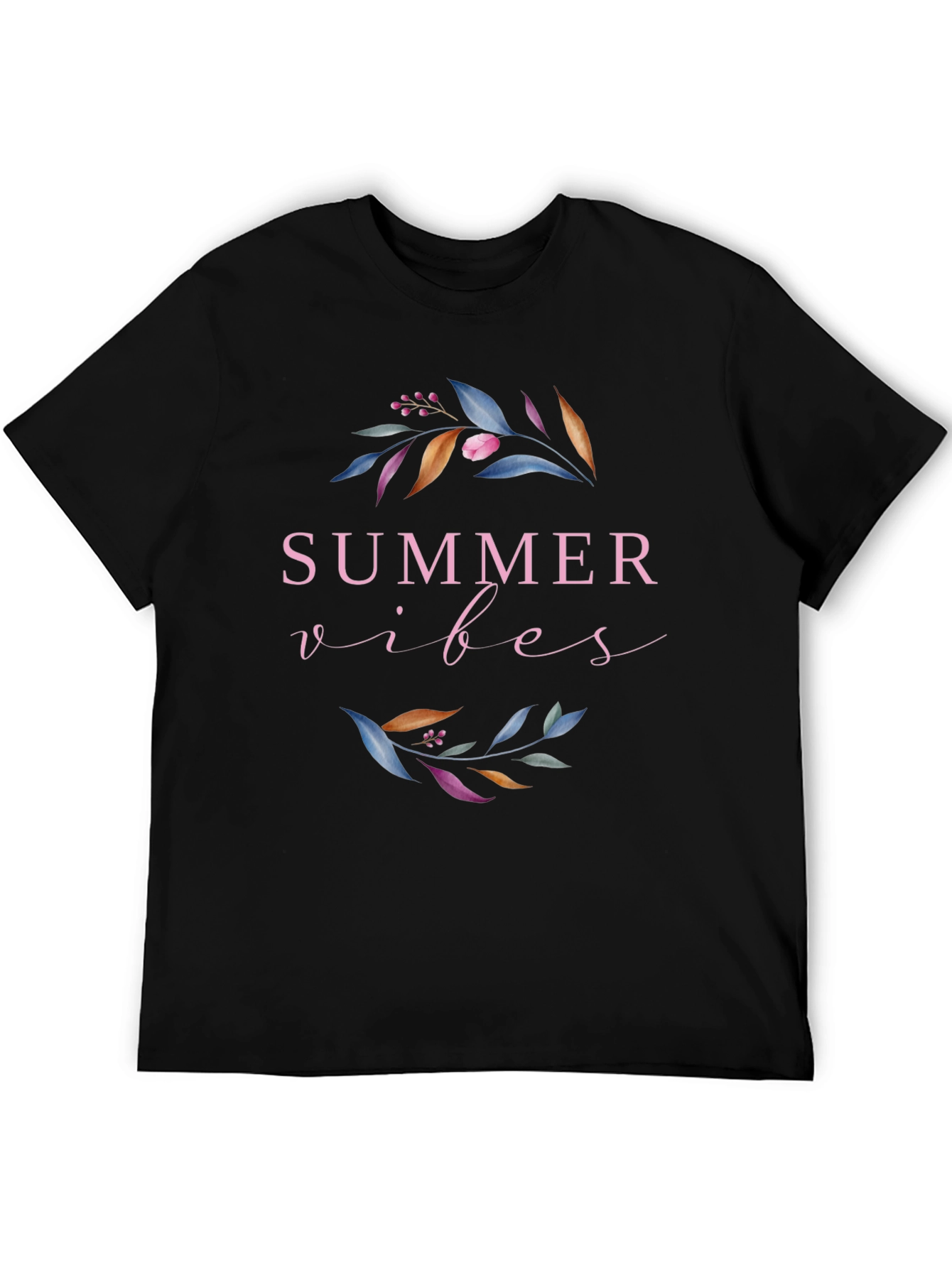 Summer Vibes Graphic Tee - Black Casual T-Shirt