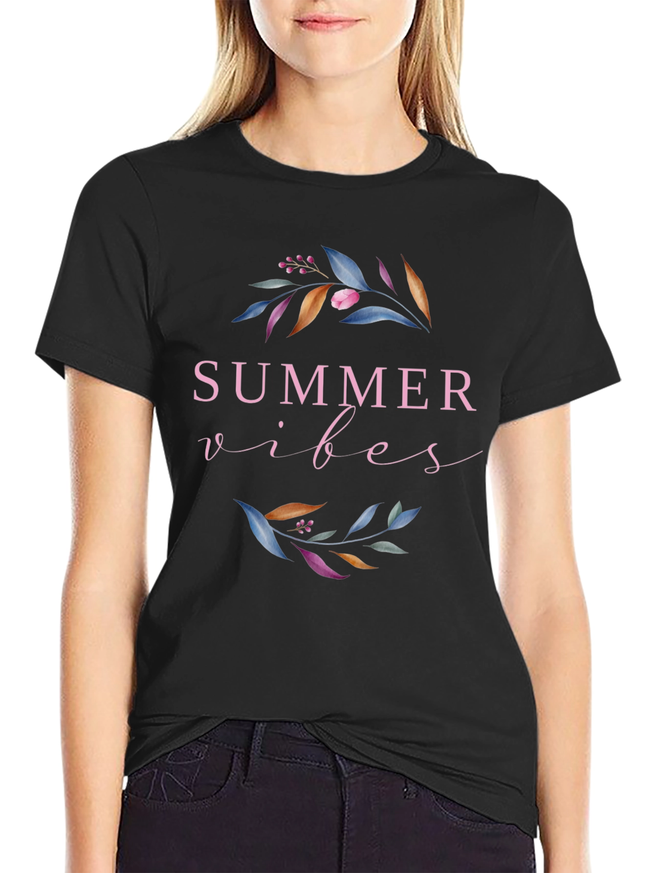 Summer Vibes Graphic Tee - Black Casual T-Shirt