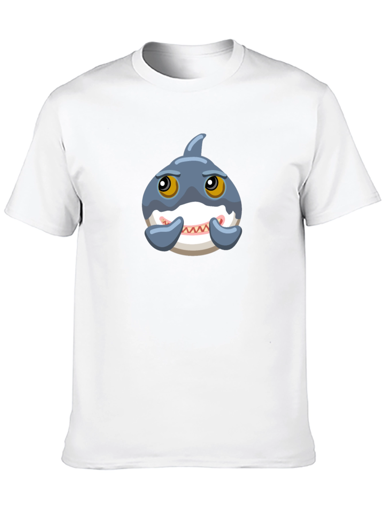Cute Cartoon Shark Graphic Tee - Black