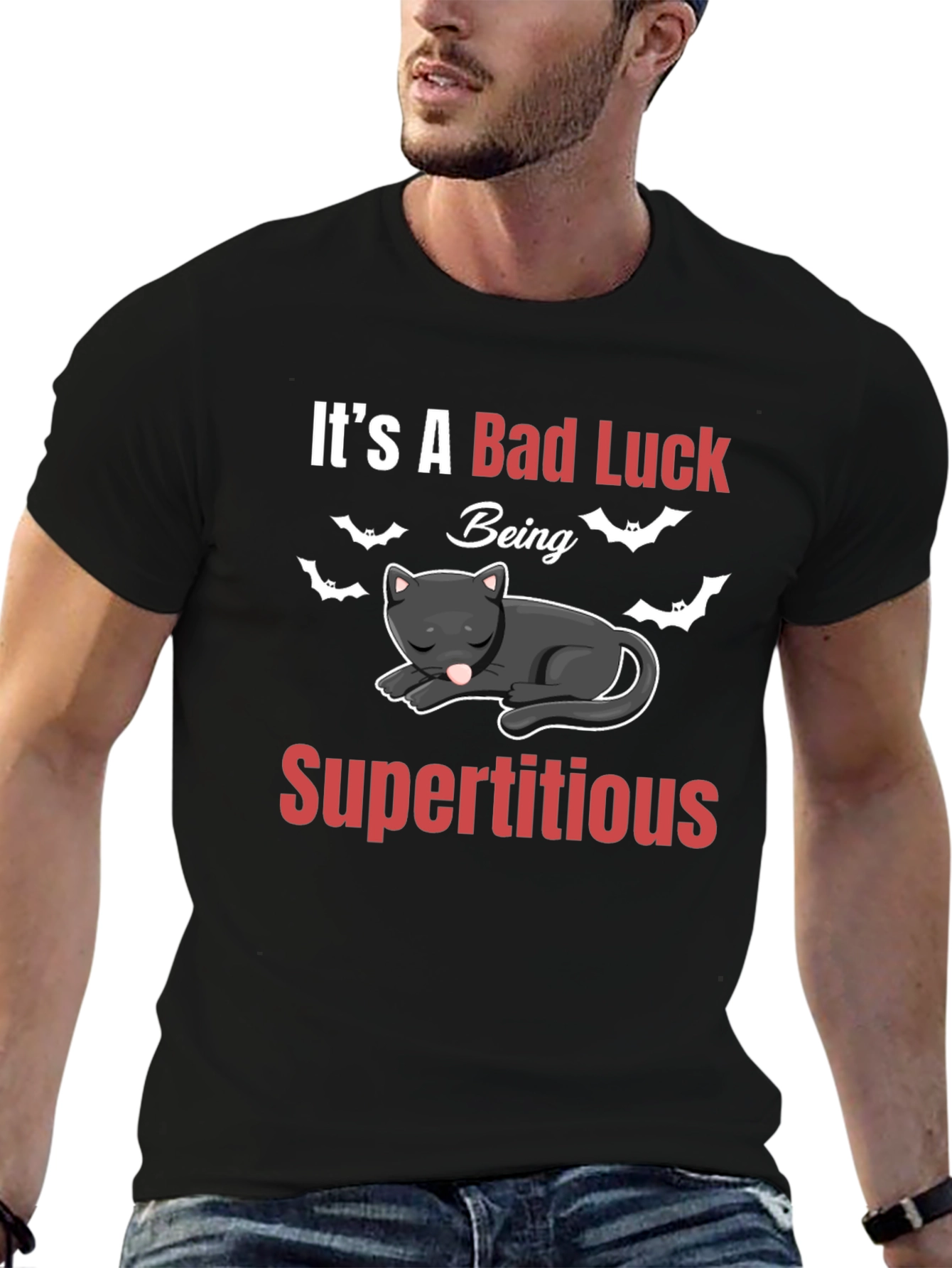 Bad Luck Superstitious Cat Graphic T-Shirt
