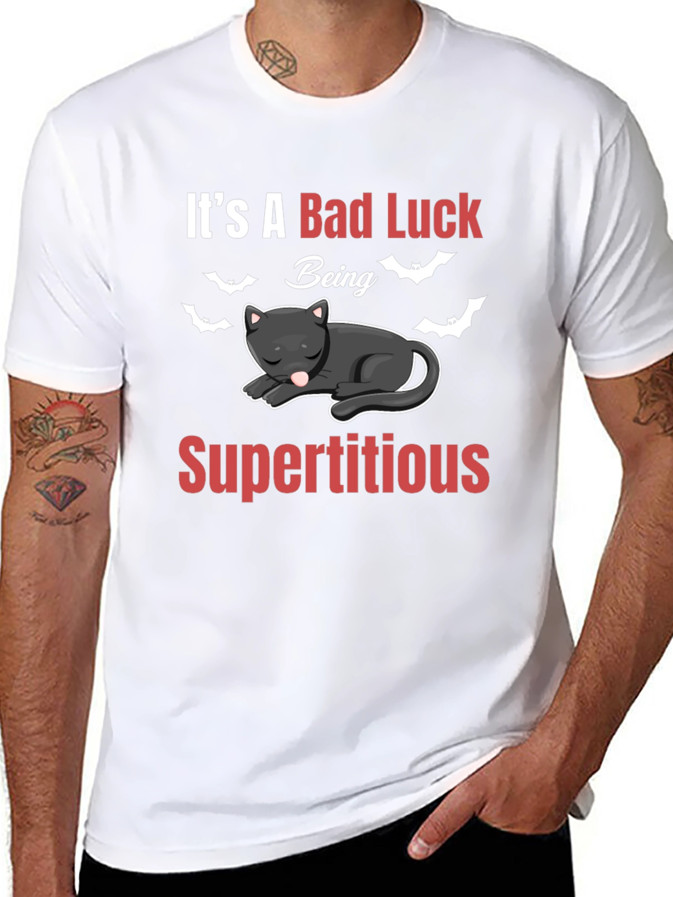 Bad Luck Superstitious Cat Graphic T-Shirt
