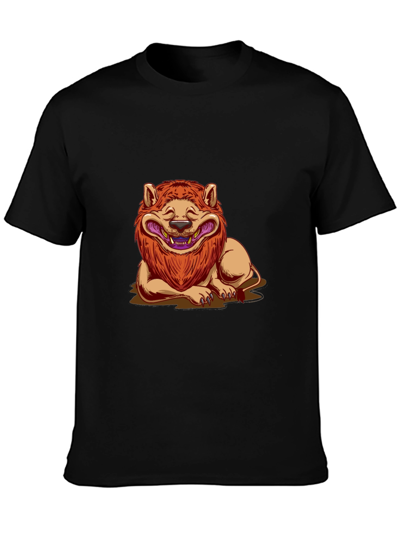 Lion Cartoon Graphic Black T-Shirt