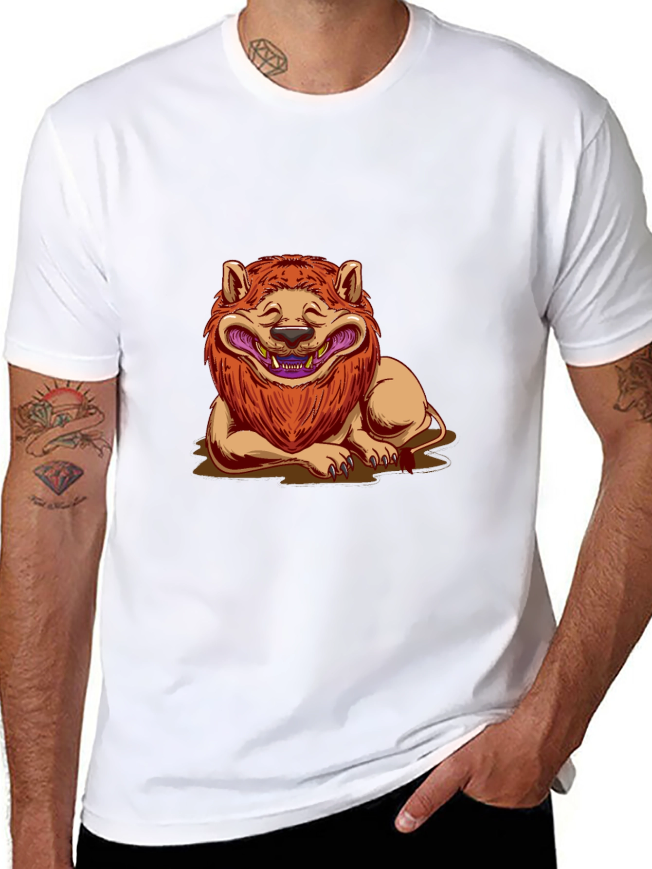 Lion Cartoon Graphic Black T-Shirt