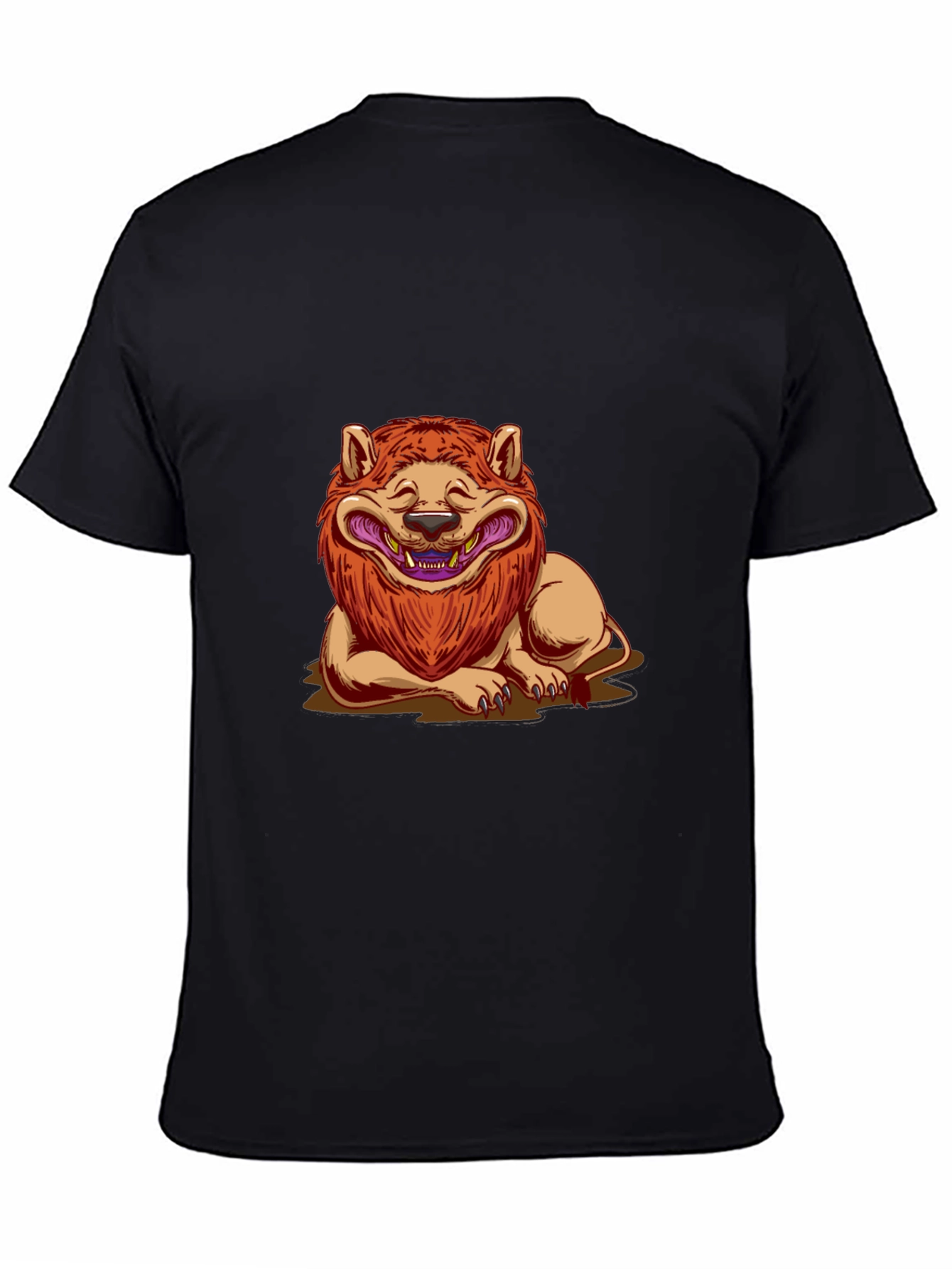 Lion Cartoon Graphic Black T-Shirt