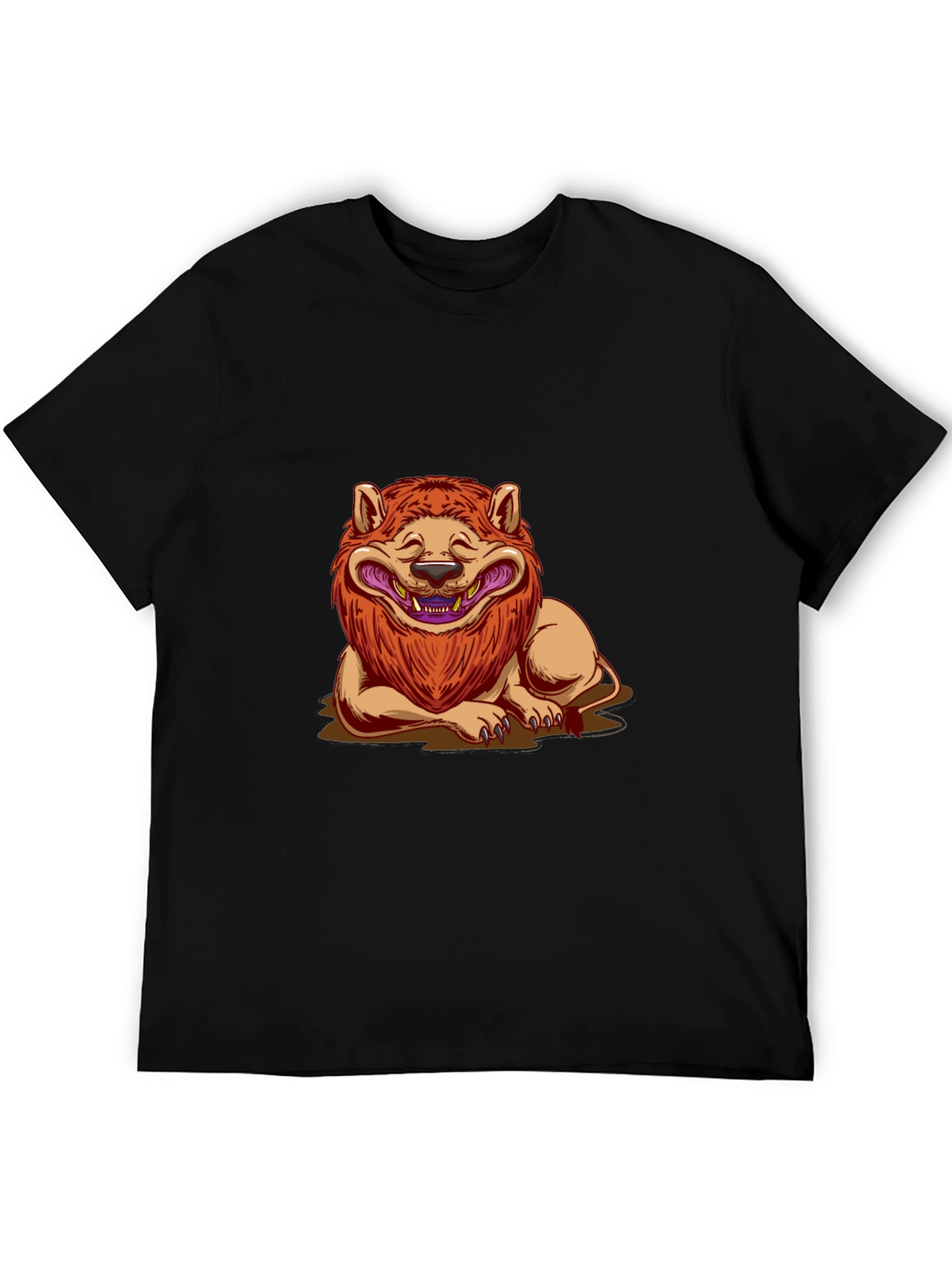 Lion Cartoon Graphic Black T-Shirt