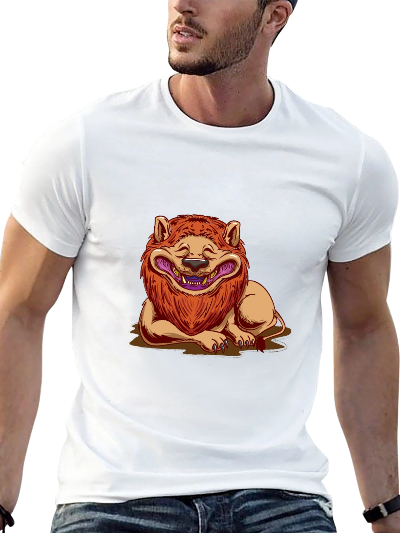 Lion Cartoon Graphic Black T-Shirt