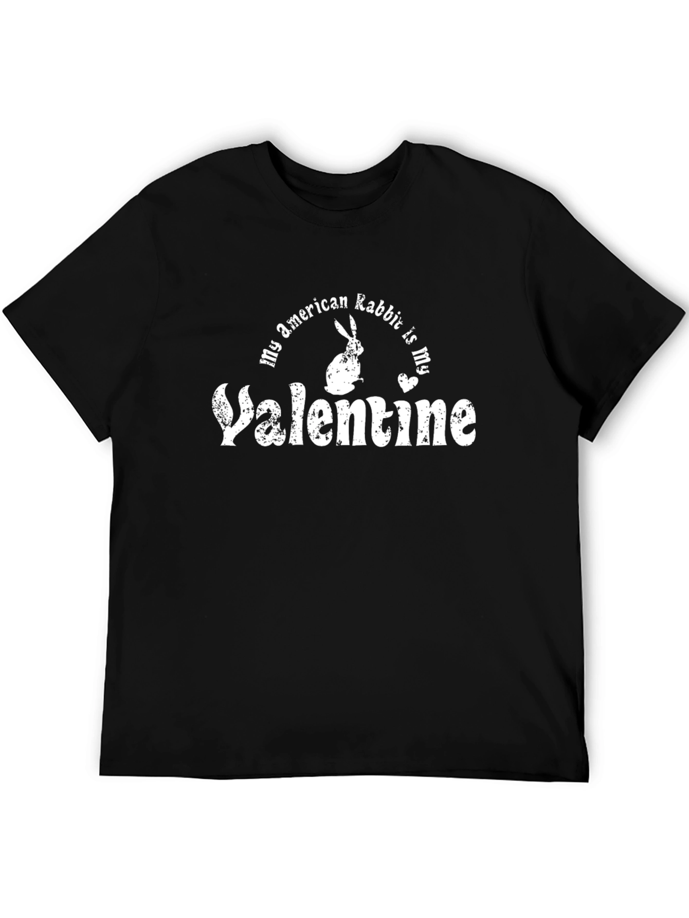 Rabbit Valentine T-Shirt - Unisex Black Cotton Tee