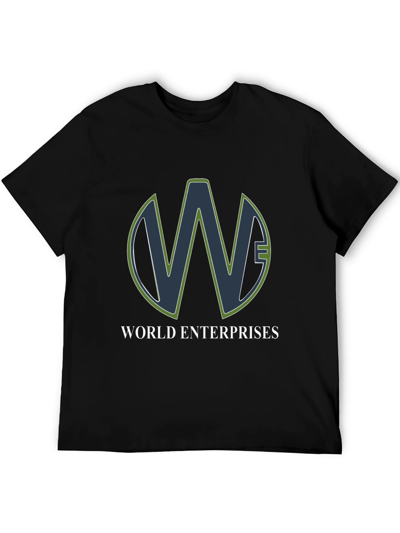 World Enterprises Black T-Shirt - Unique Logo Design