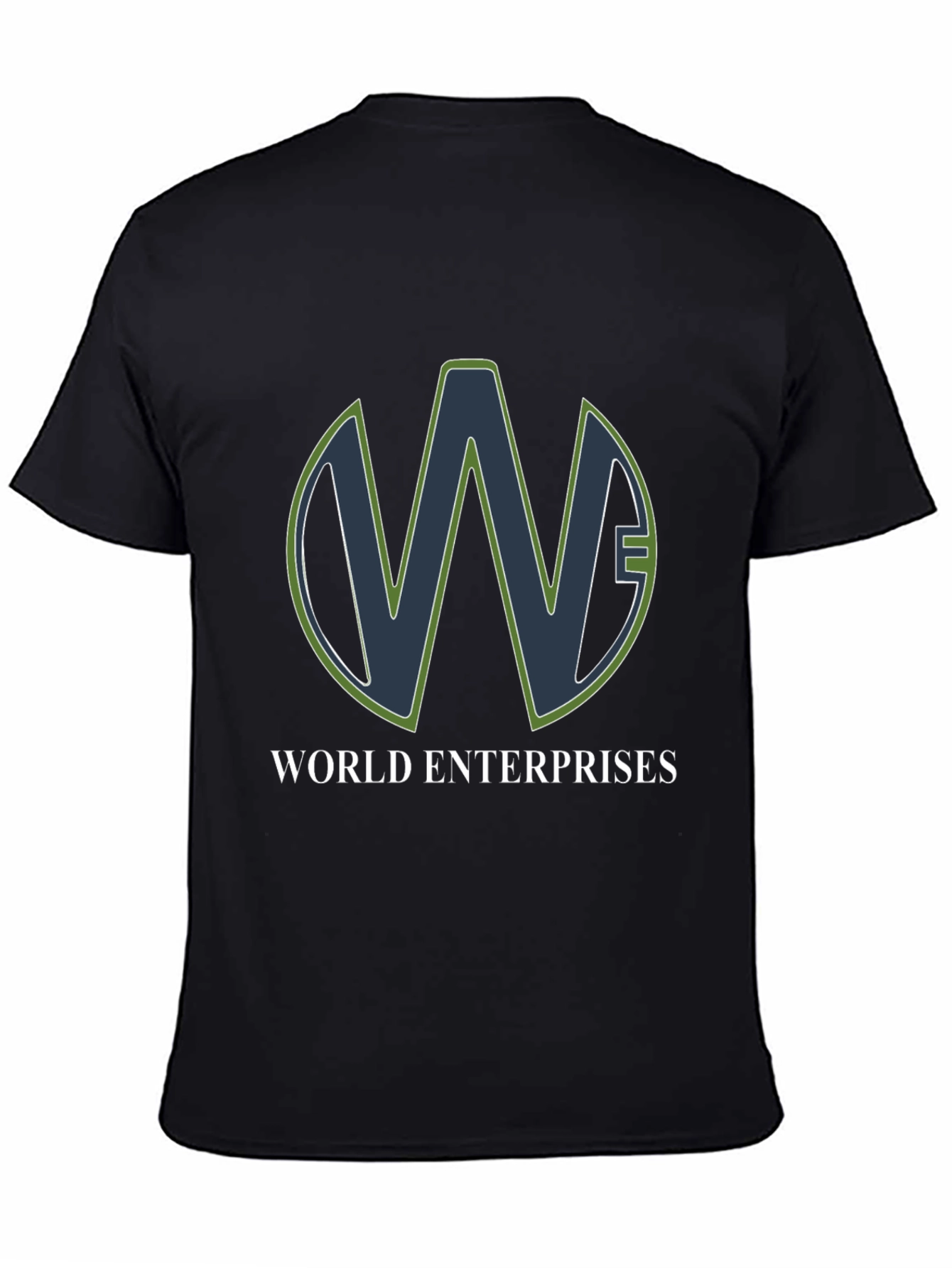 World Enterprises Black T-Shirt - Unique Logo Design
