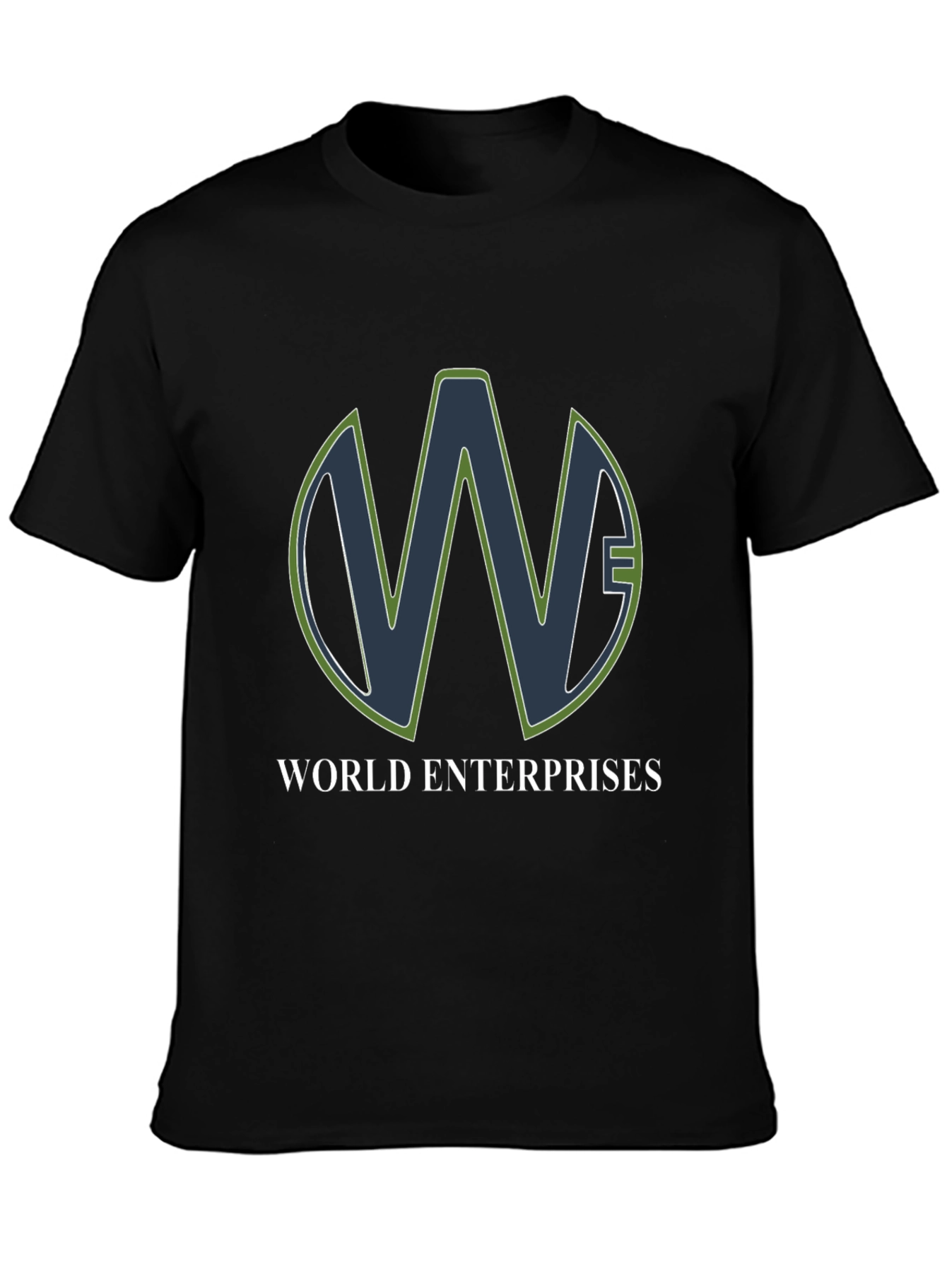World Enterprises Black T-Shirt - Unique Logo Design