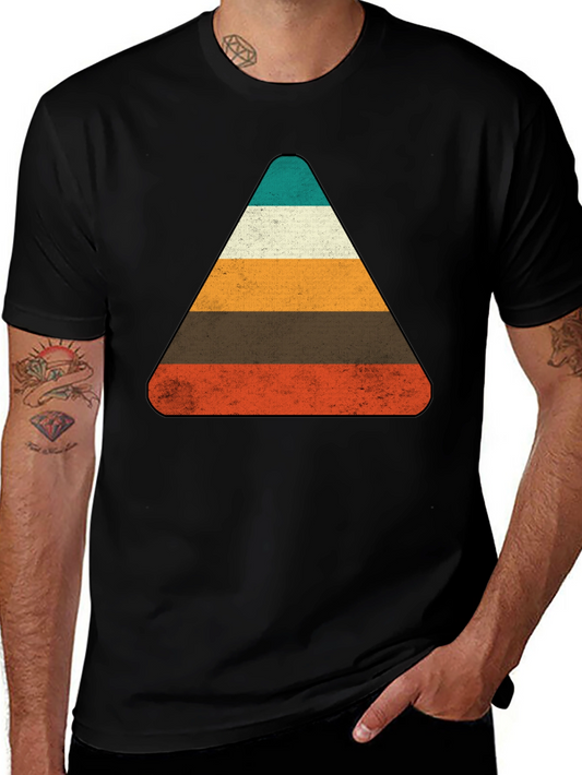Retro Striped Triangle Graphic T-Shirt