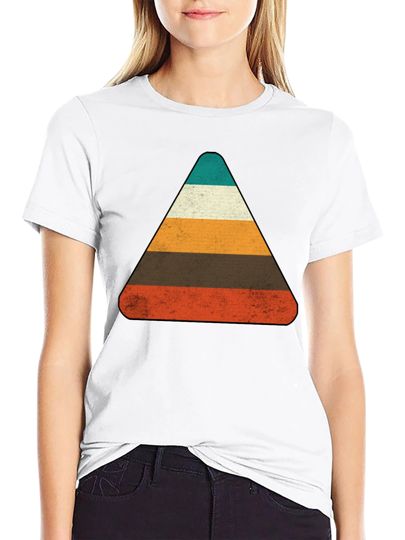 Retro Striped Triangle Graphic T-Shirt