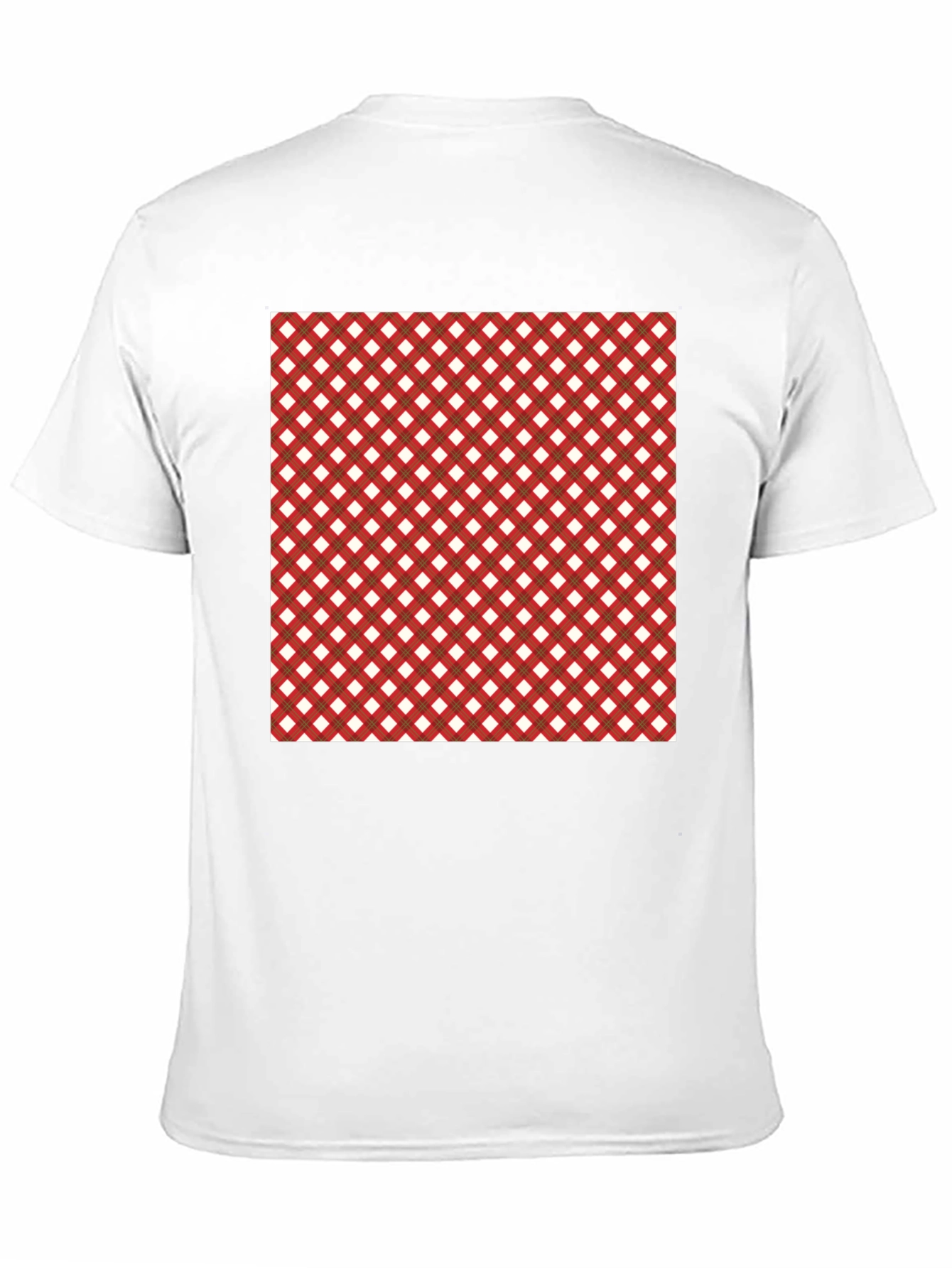 Stylish Black Tee with Red & White Checkered Design