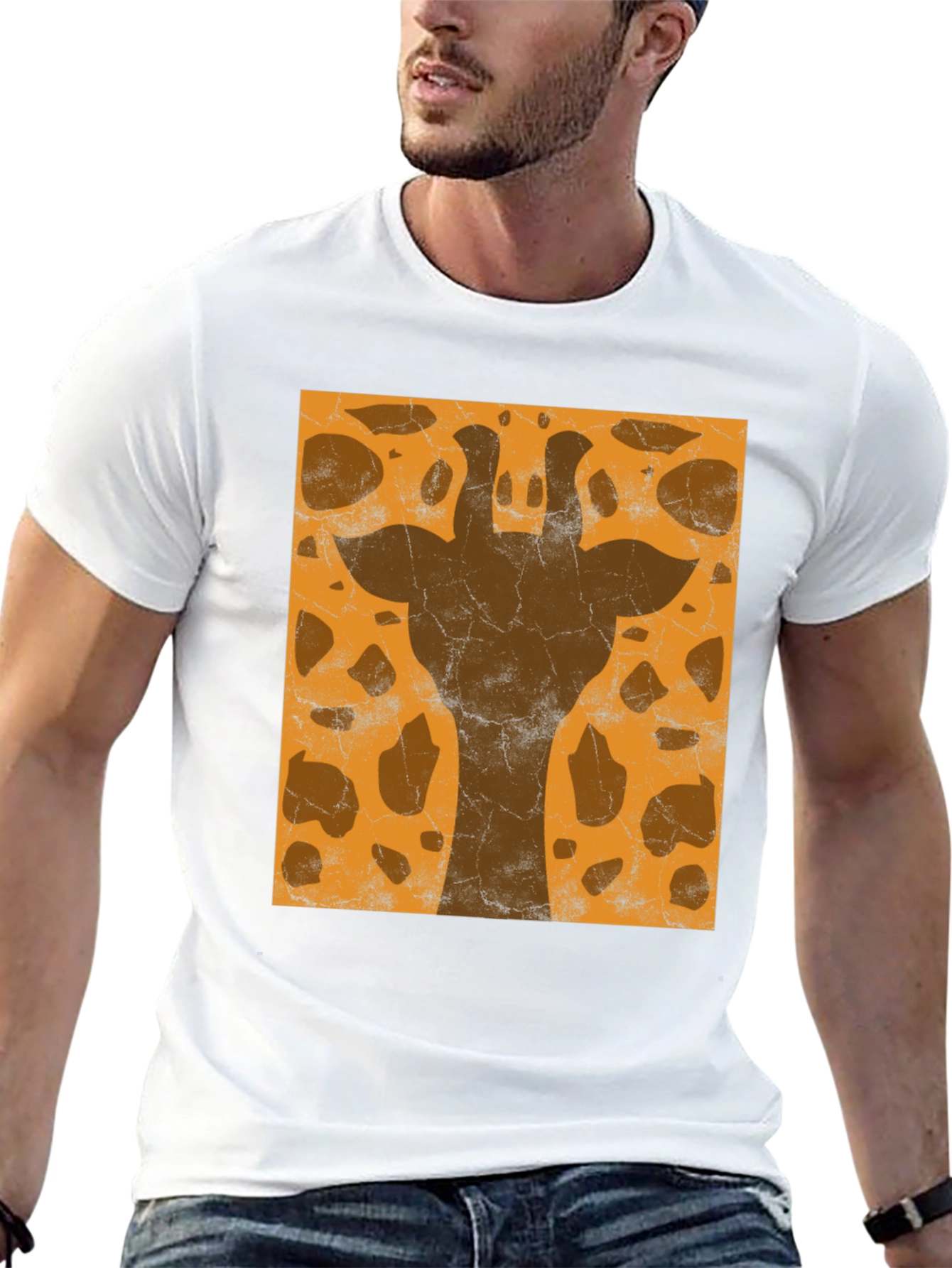 Giraffe Print Graphic Tee - Stylish Black T-Shirt