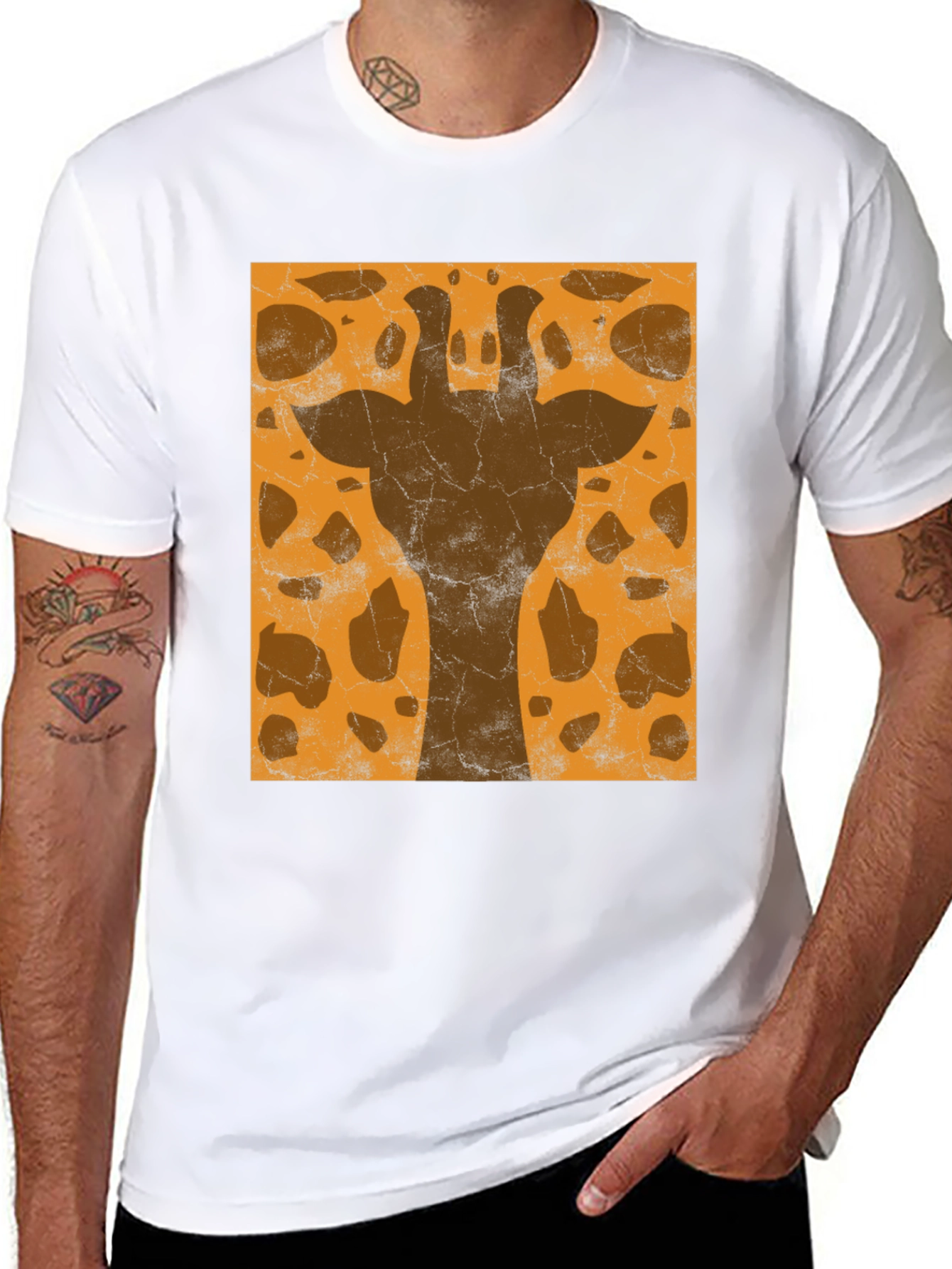 Giraffe Print Graphic Tee - Stylish Black T-Shirt