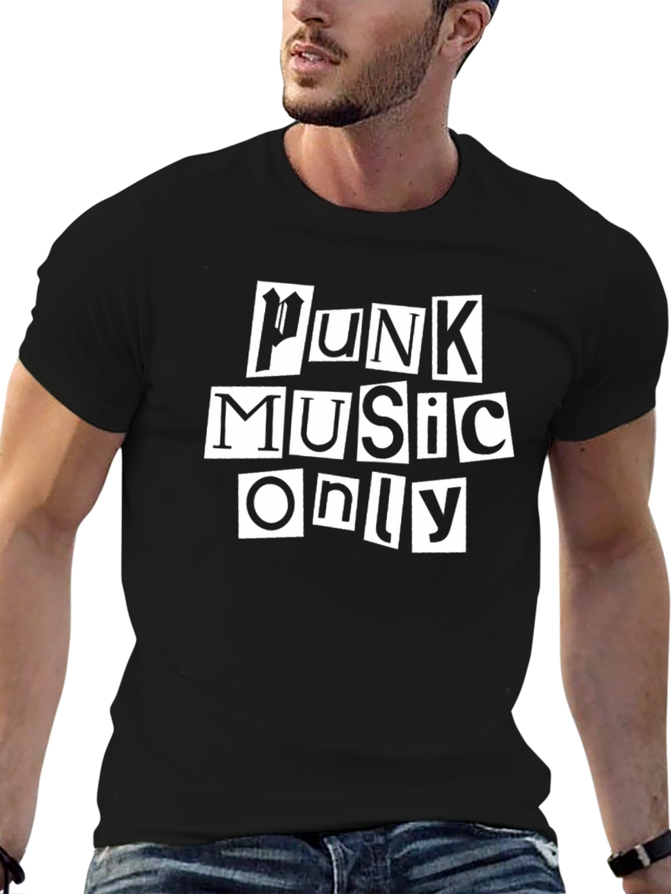 Punk Music Only Graphic Tee - Bold Black T-Shirt