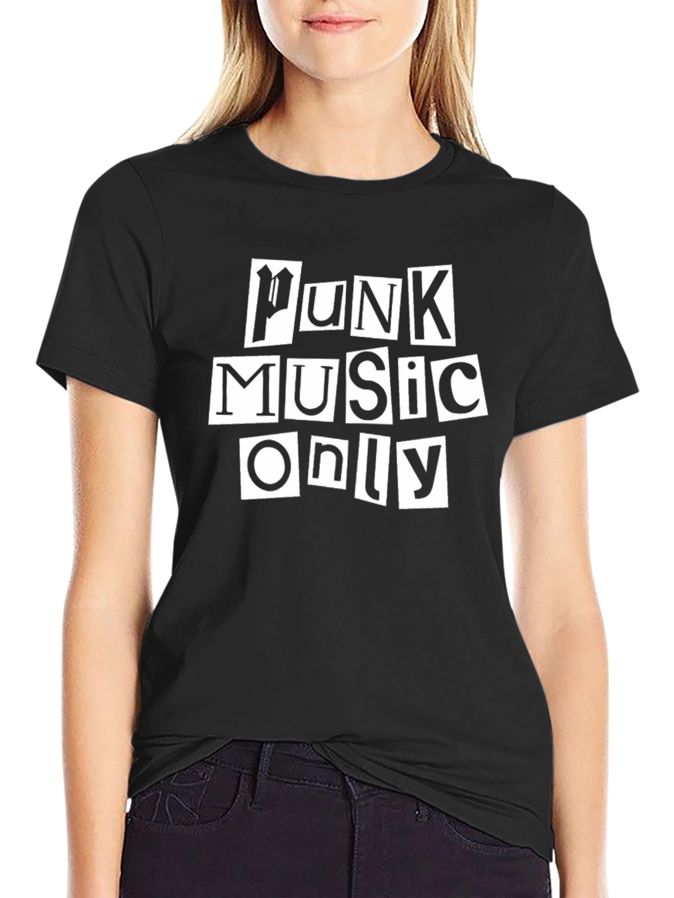 Punk Music Only Graphic Tee - Bold Black T-Shirt