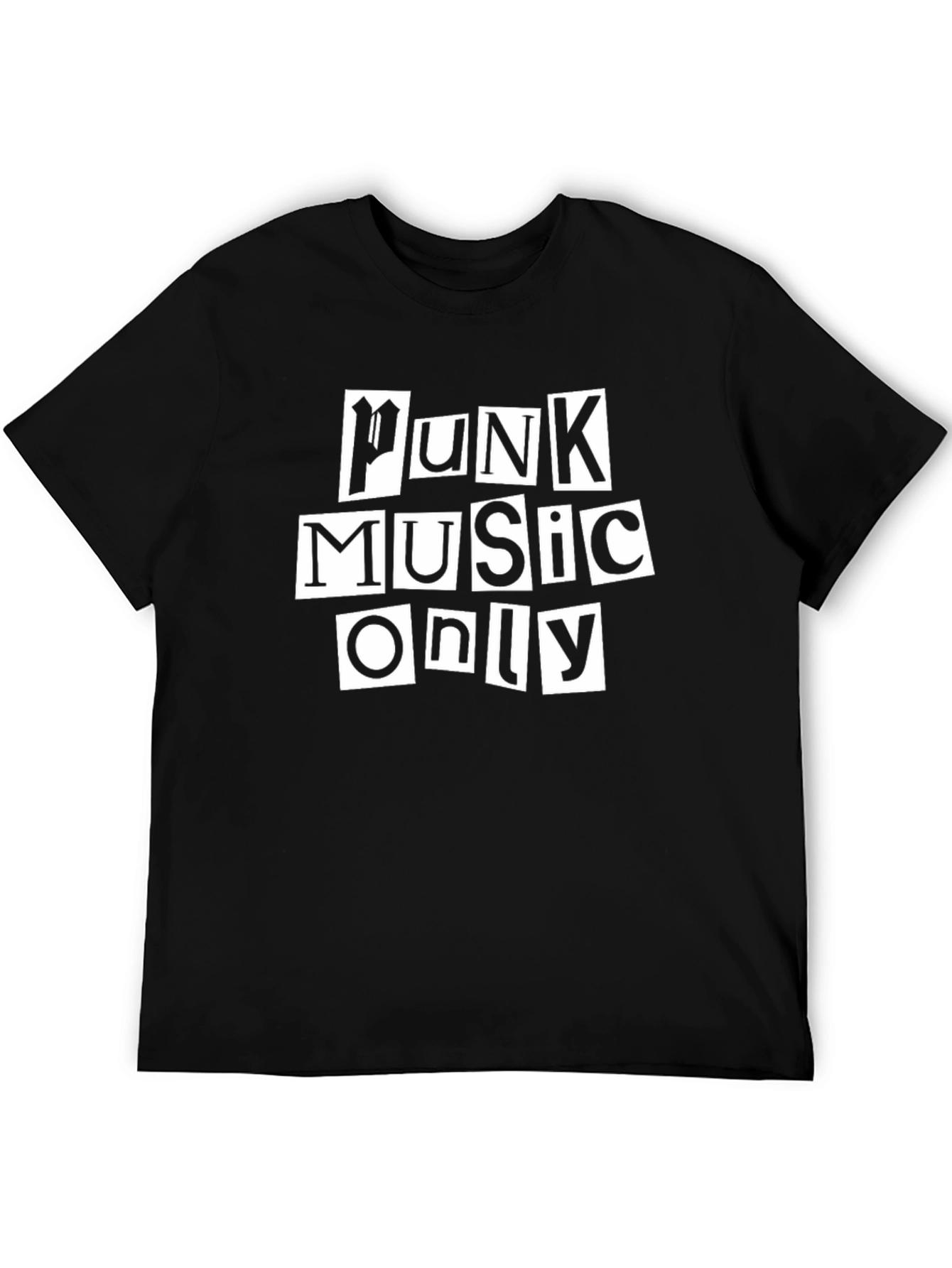 Punk Music Only Graphic Tee - Bold Black T-Shirt