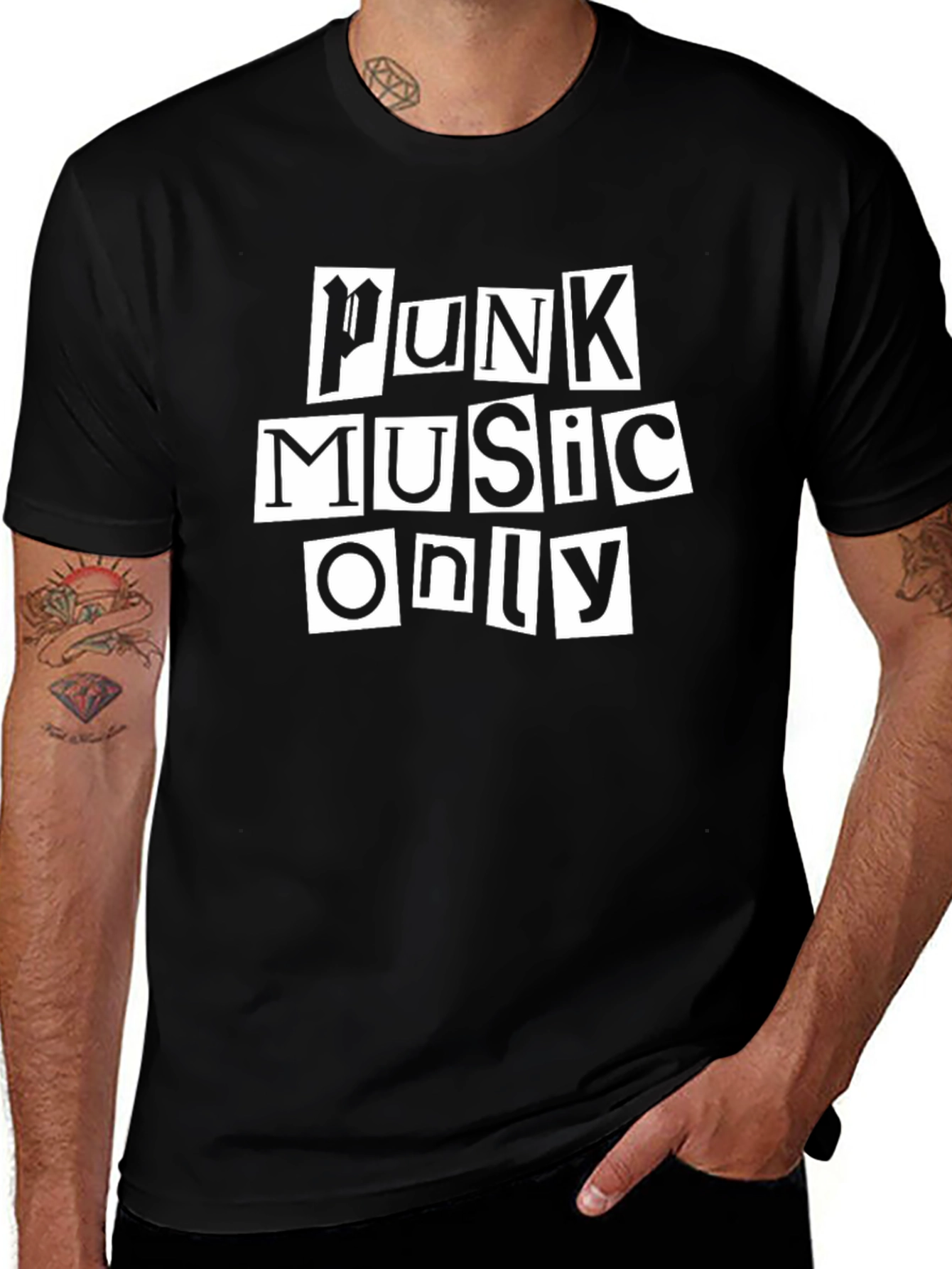 Punk Music Only Graphic Tee - Bold Black T-Shirt