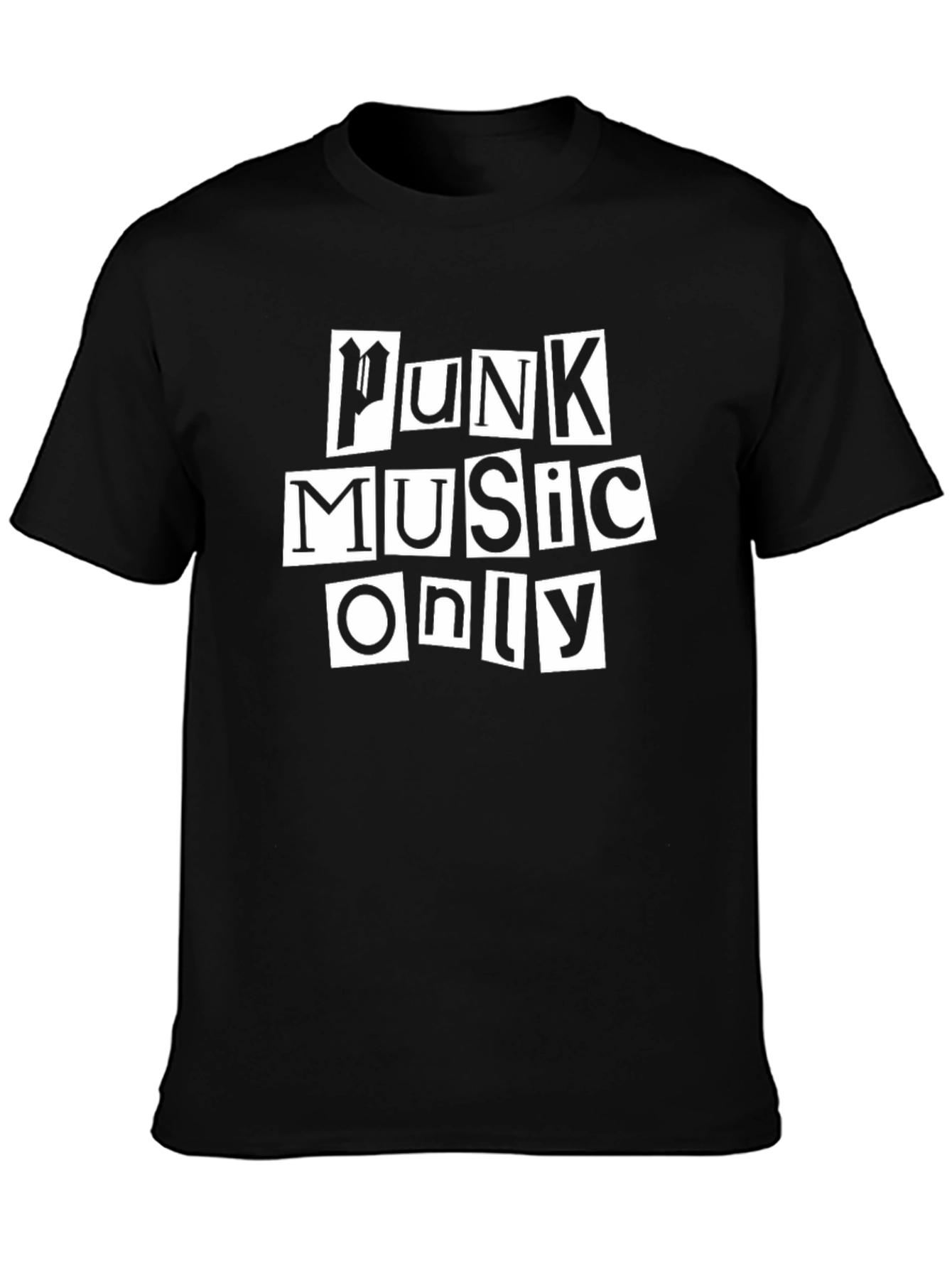 Punk Music Only Graphic Tee - Bold Black T-Shirt