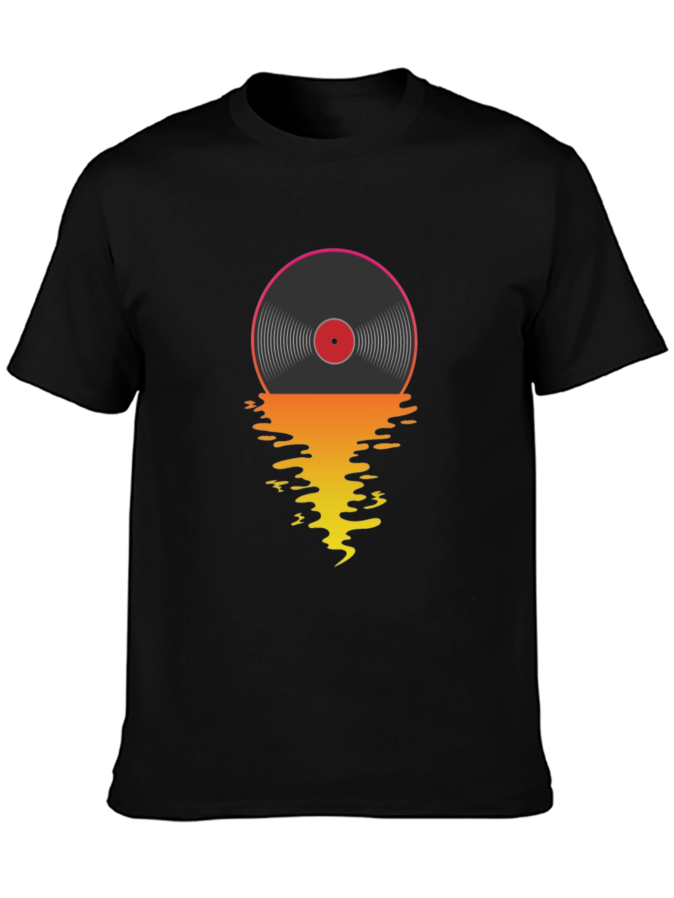 Retro Vinyl Record Sunset Graphic T-Shirt