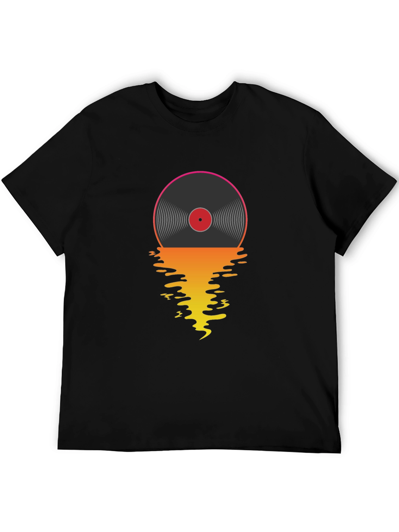 Retro Vinyl Record Sunset Graphic T-Shirt