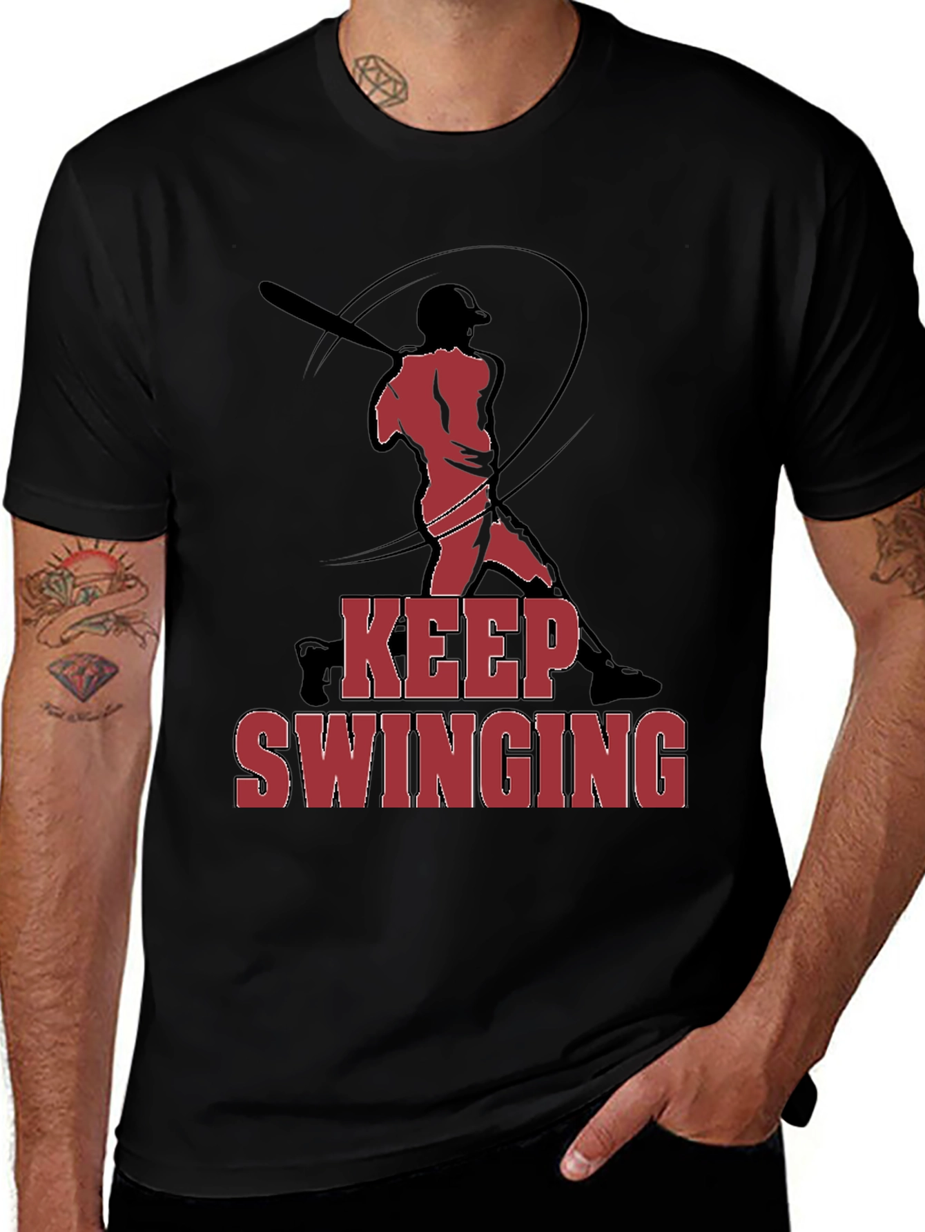 Keep Swinging Baseball Graphic T-Shirt